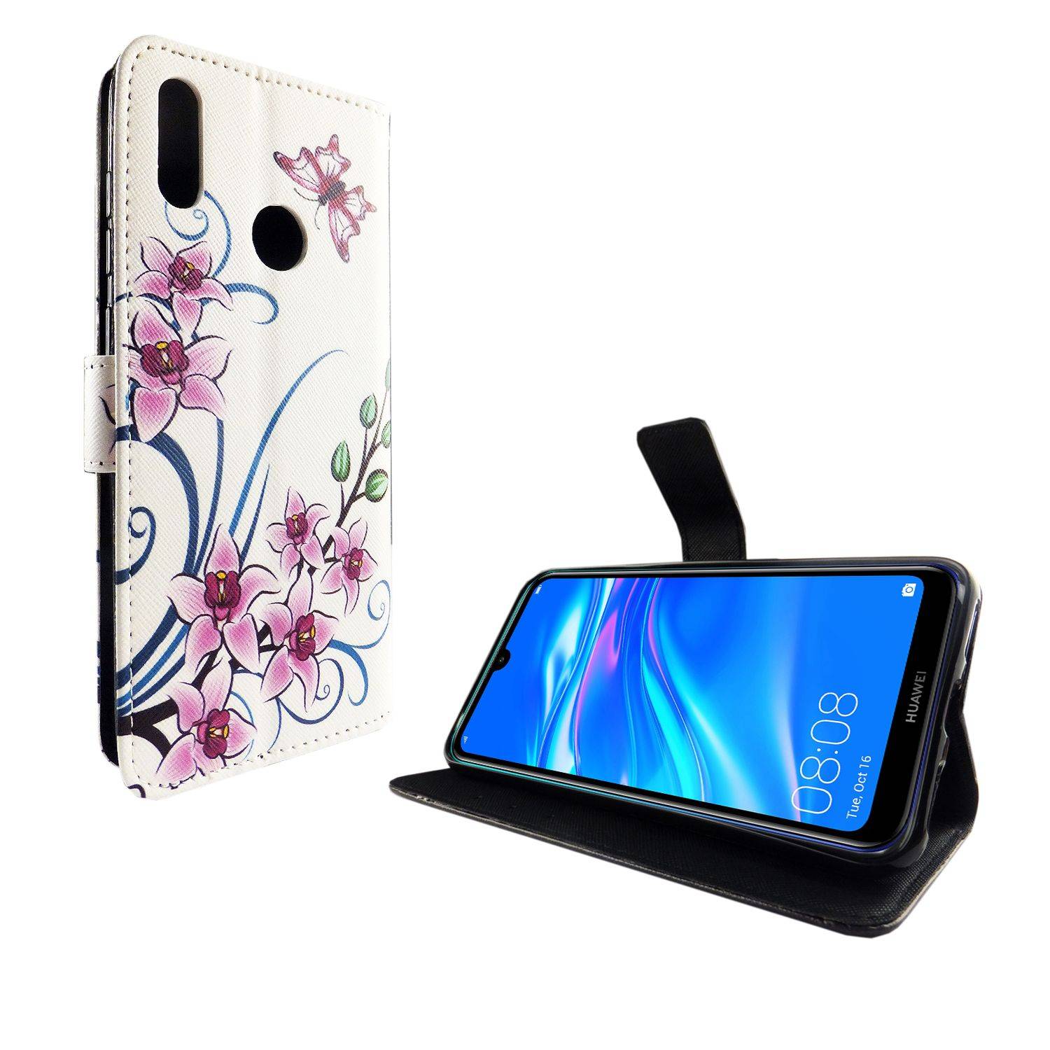Huawei Y7 (2019) Handyhülle Bookcover Weiß