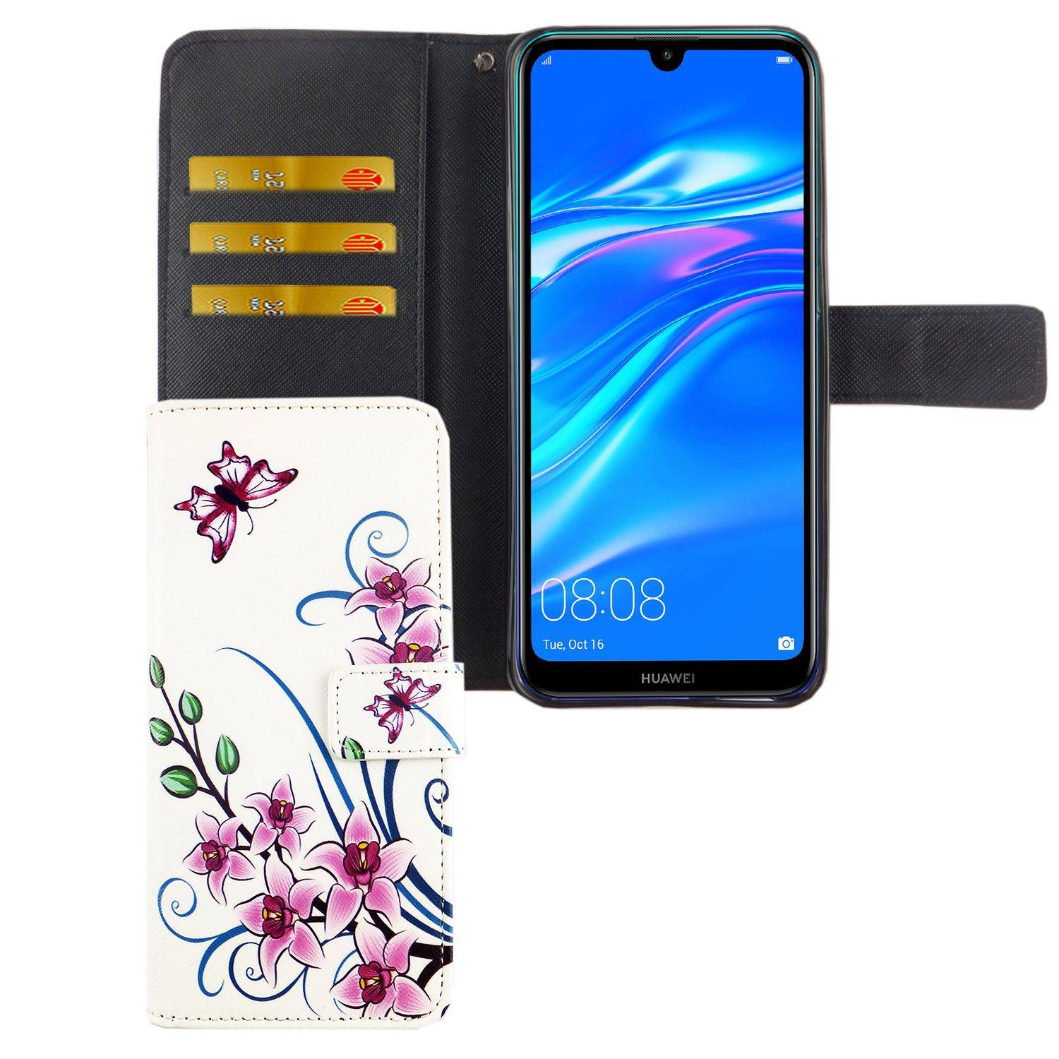Huawei Y7 (2019) Handyhülle Bookcover Weiß