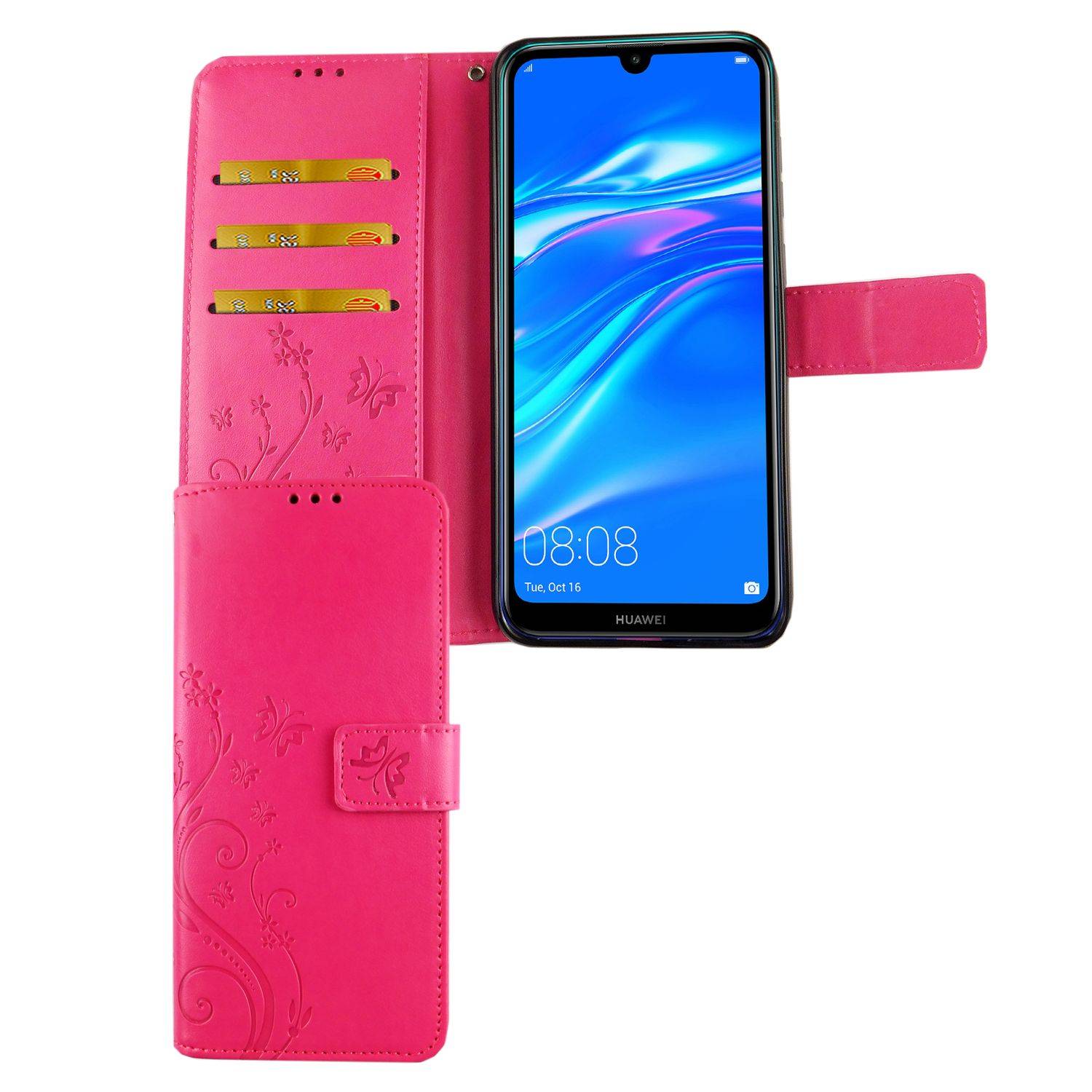 Huawei Y7 (2019) Handyhülle Bookcover Rosa