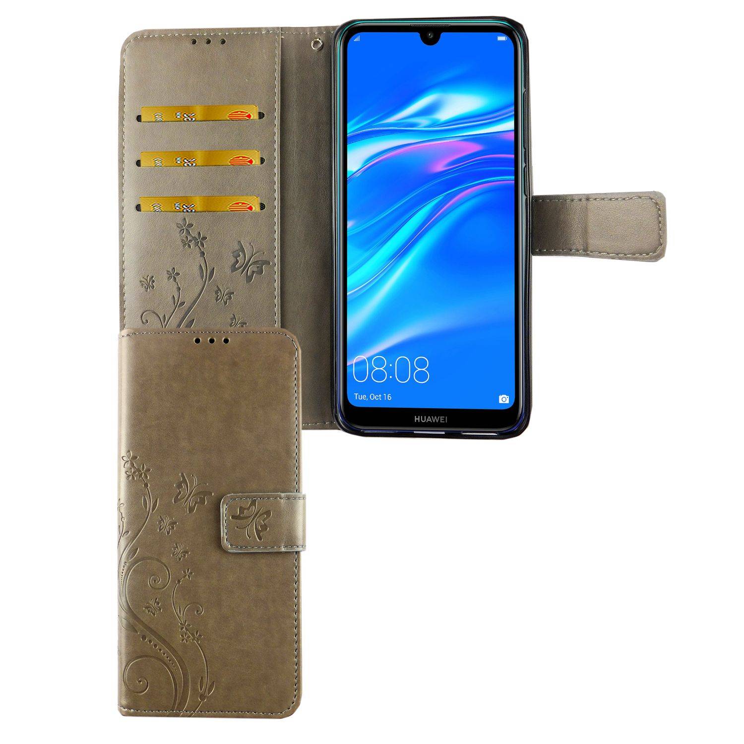 Huawei Y7 (2019) Handyhülle Bookcover Grau