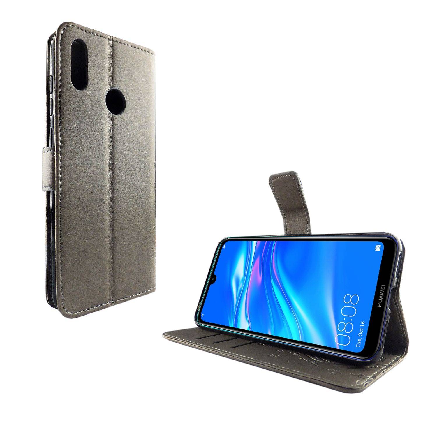 Huawei Y7 (2019) Handyhülle Bookcover Grau