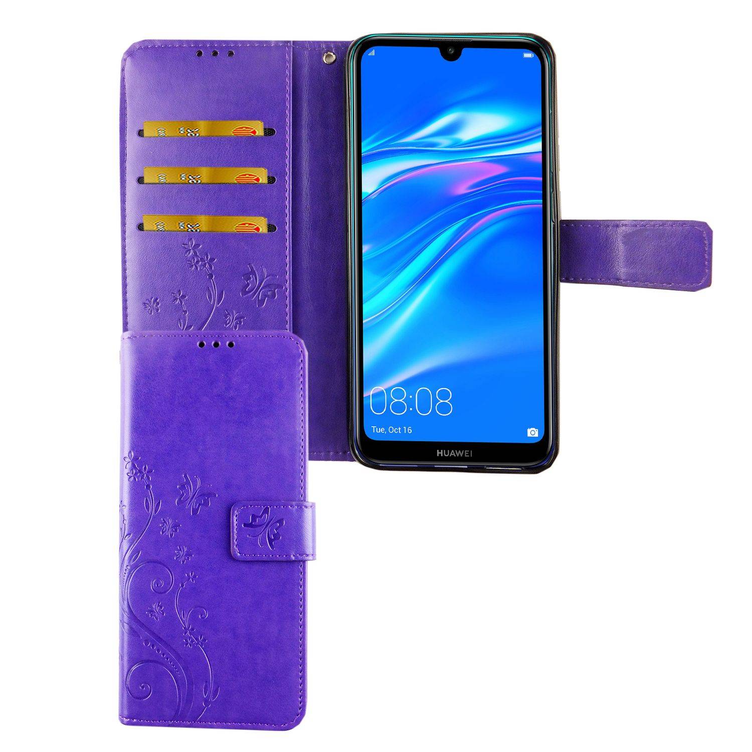 Huawei Y7 (2019) Handyhülle Bookcover Violett