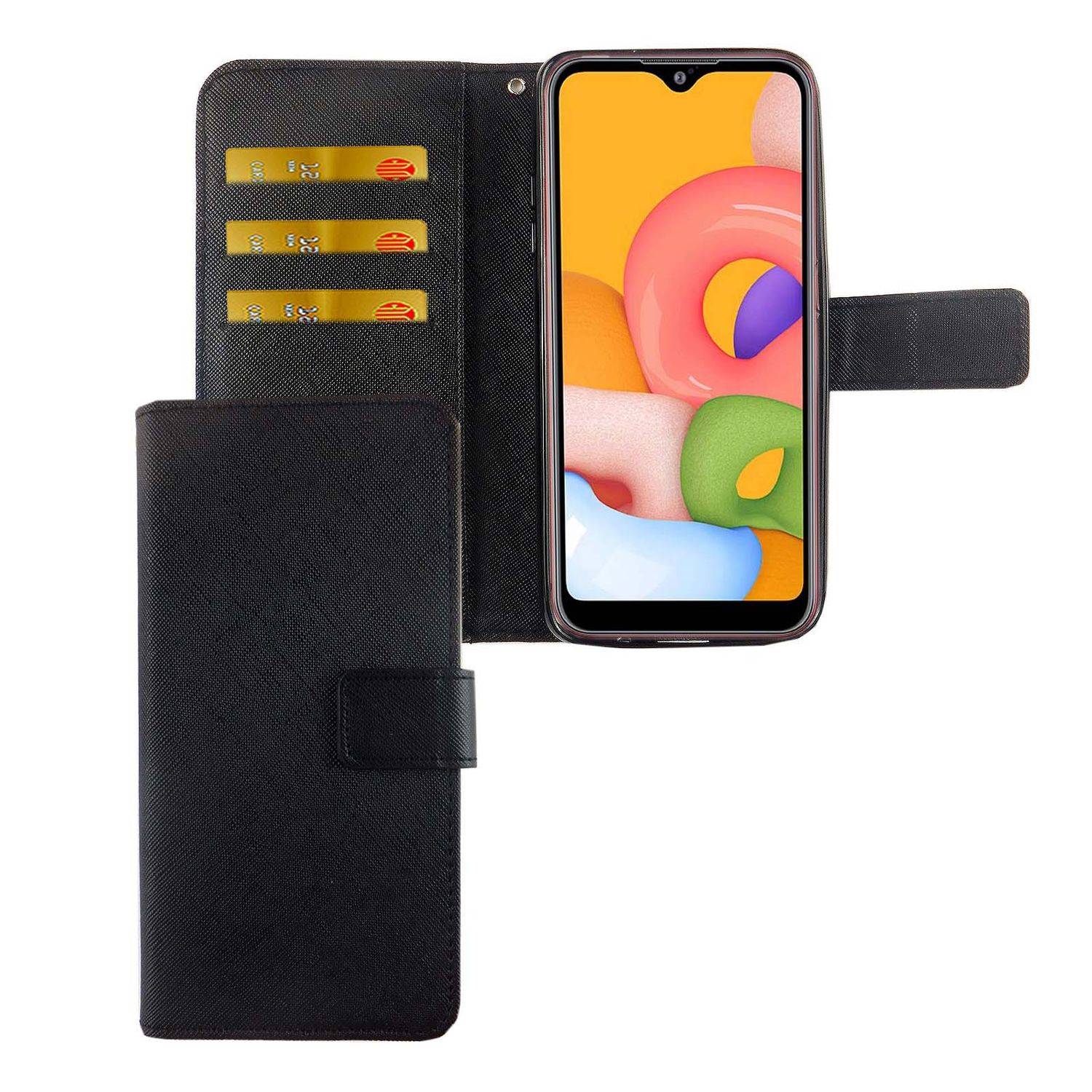 Samsung Galaxy A01 Handyhülle Bookcover Schwarz