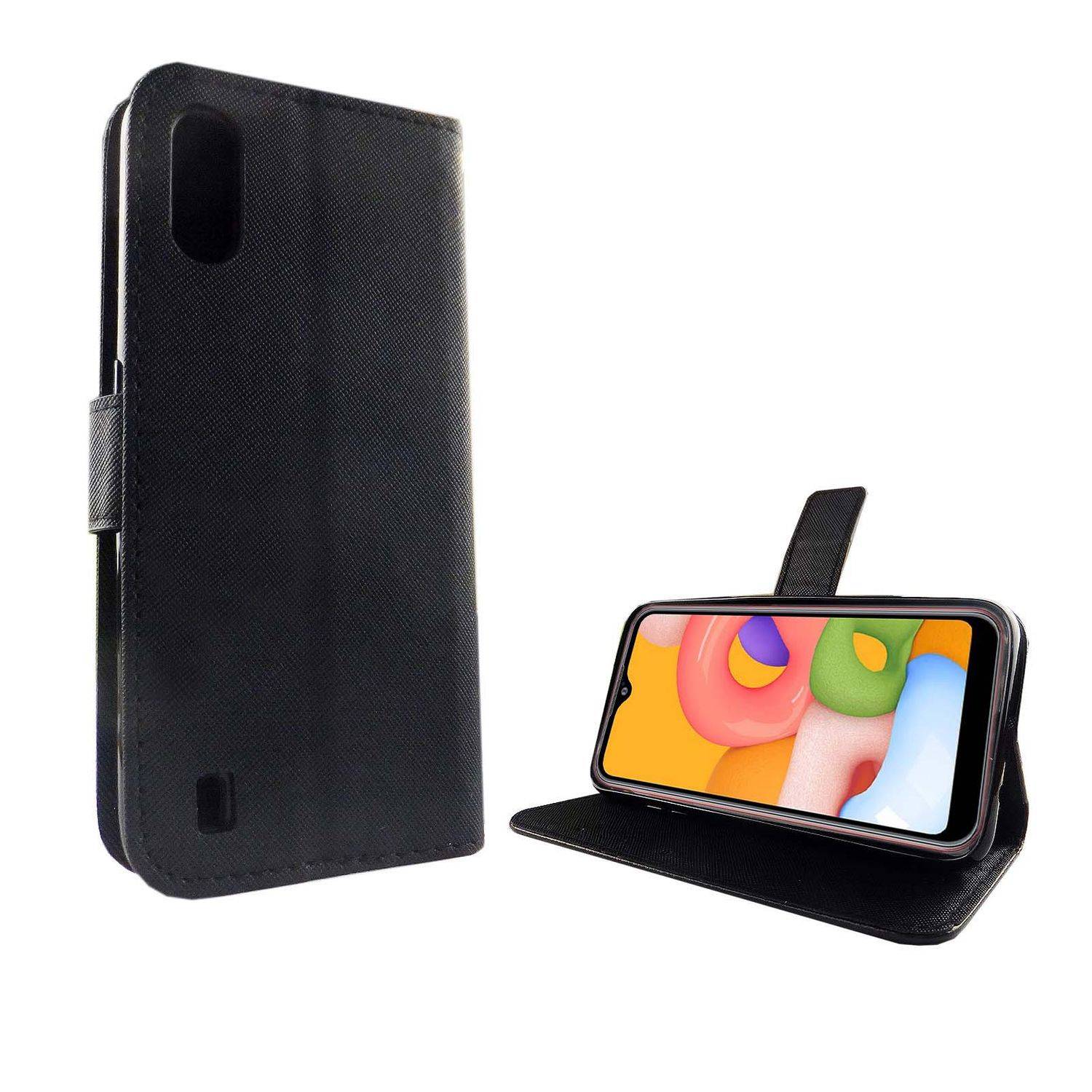 Samsung Galaxy A01 Handyhülle Bookcover Schwarz