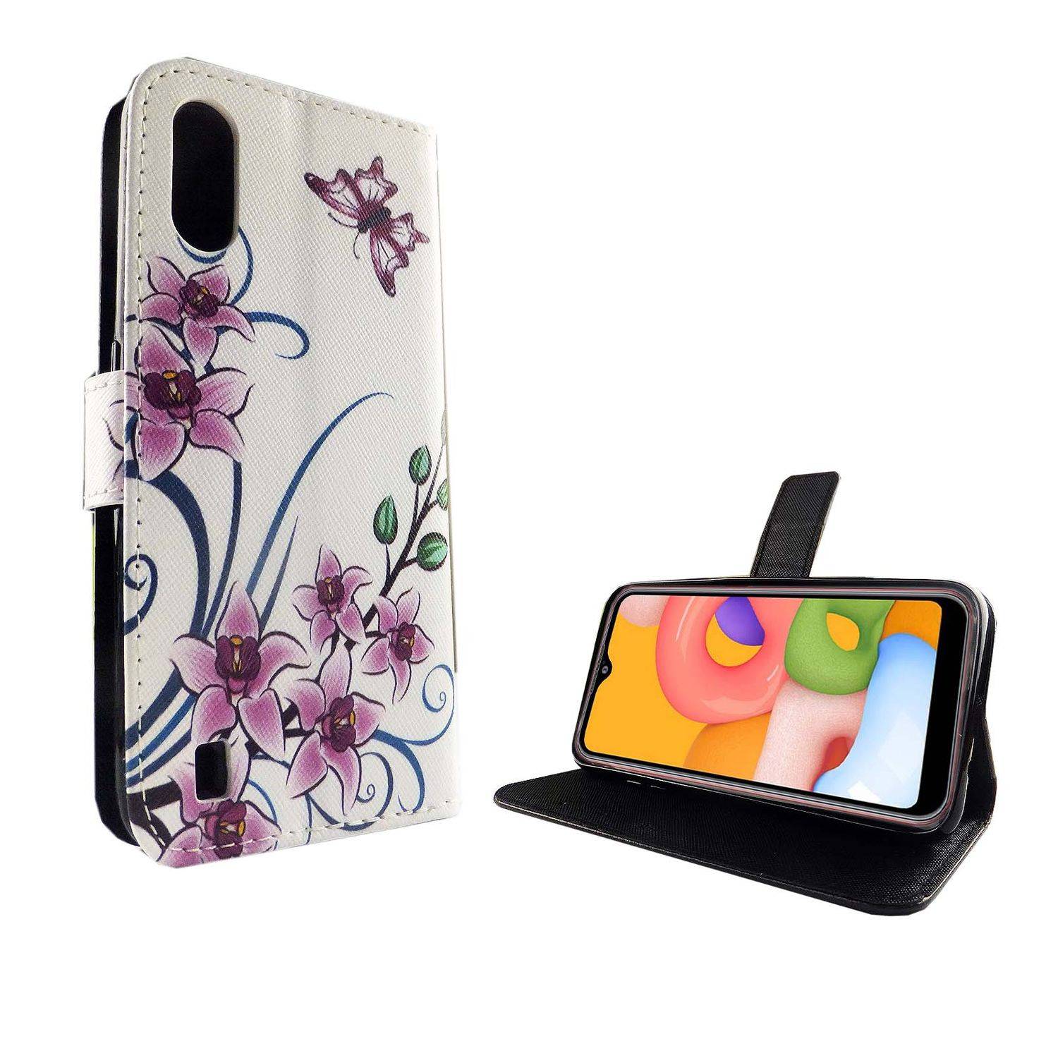 Samsung Galaxy A01 Handyhülle Bookcover Weiß