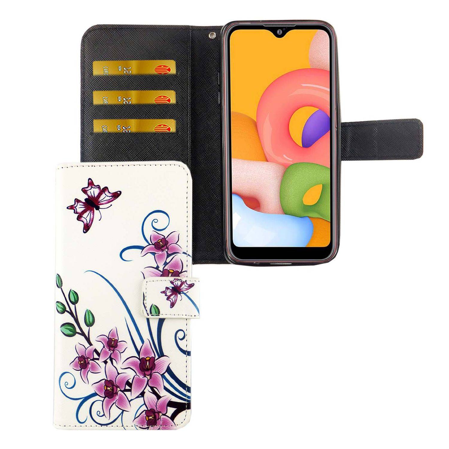 Samsung Galaxy A01 Handyhülle Bookcover Weiß
