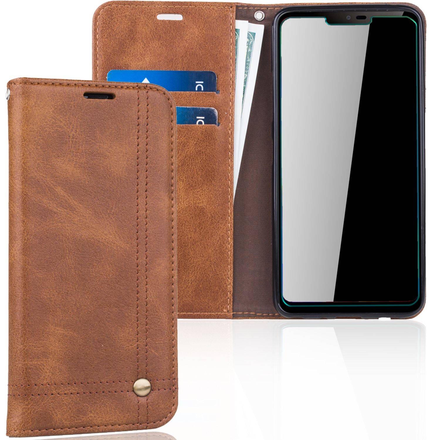 LG G7 Handyhülle Bookcover Braun