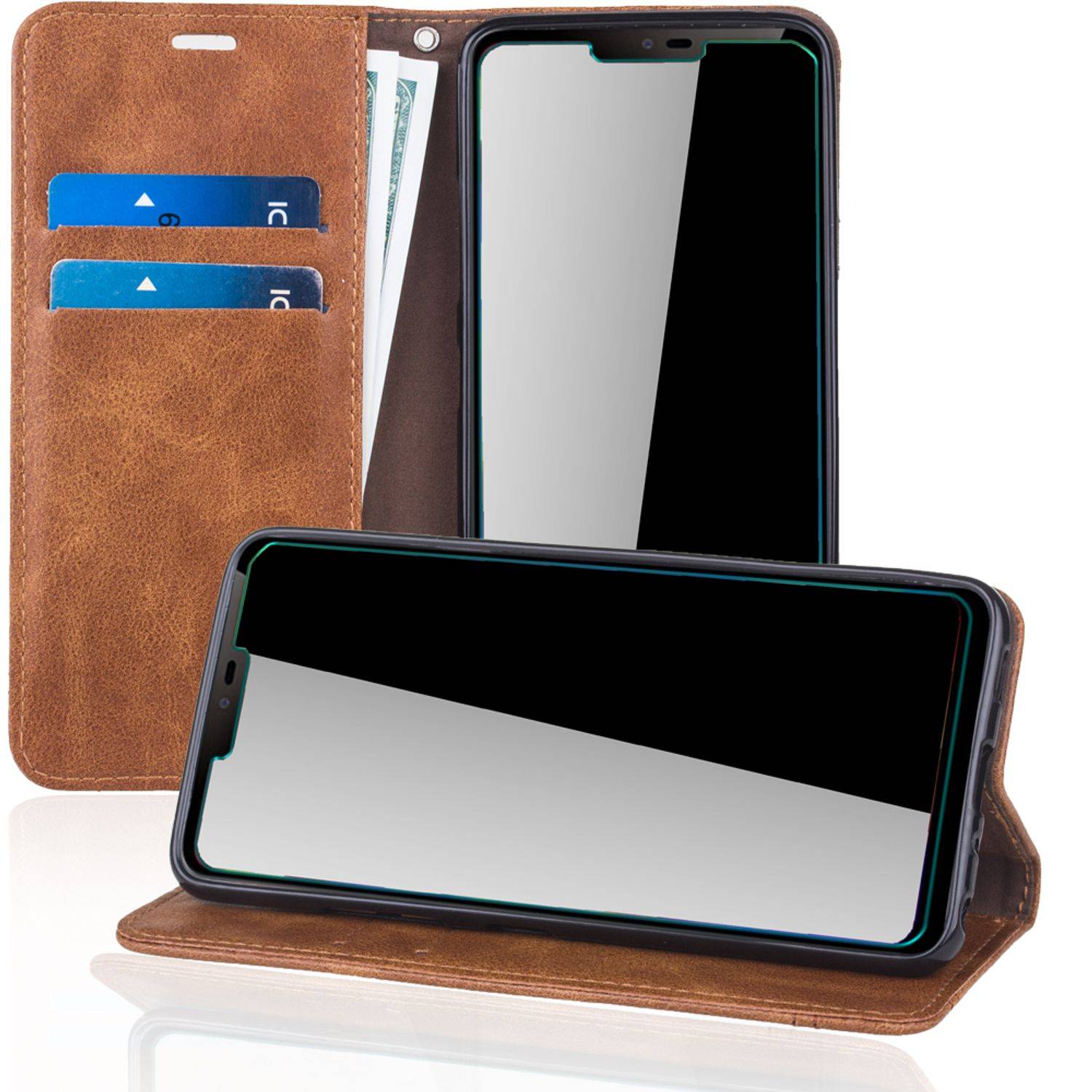 LG G7 Handyhülle Bookcover Braun