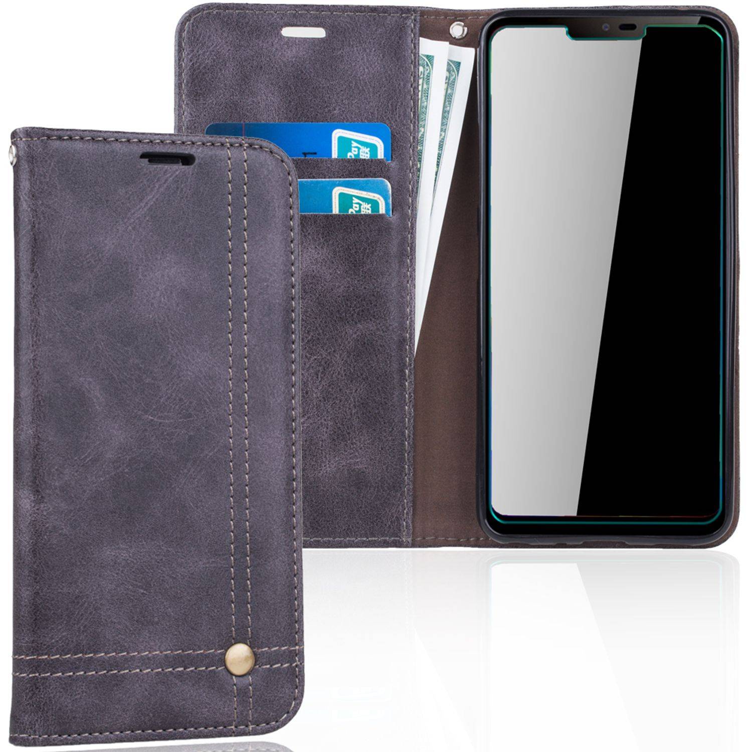 LG G7 Handyhülle Bookcover Grau