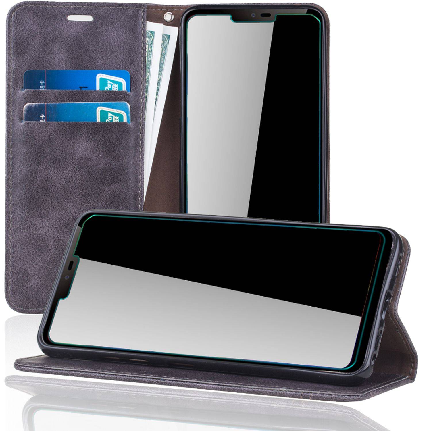 LG G7 Handyhülle Bookcover Grau