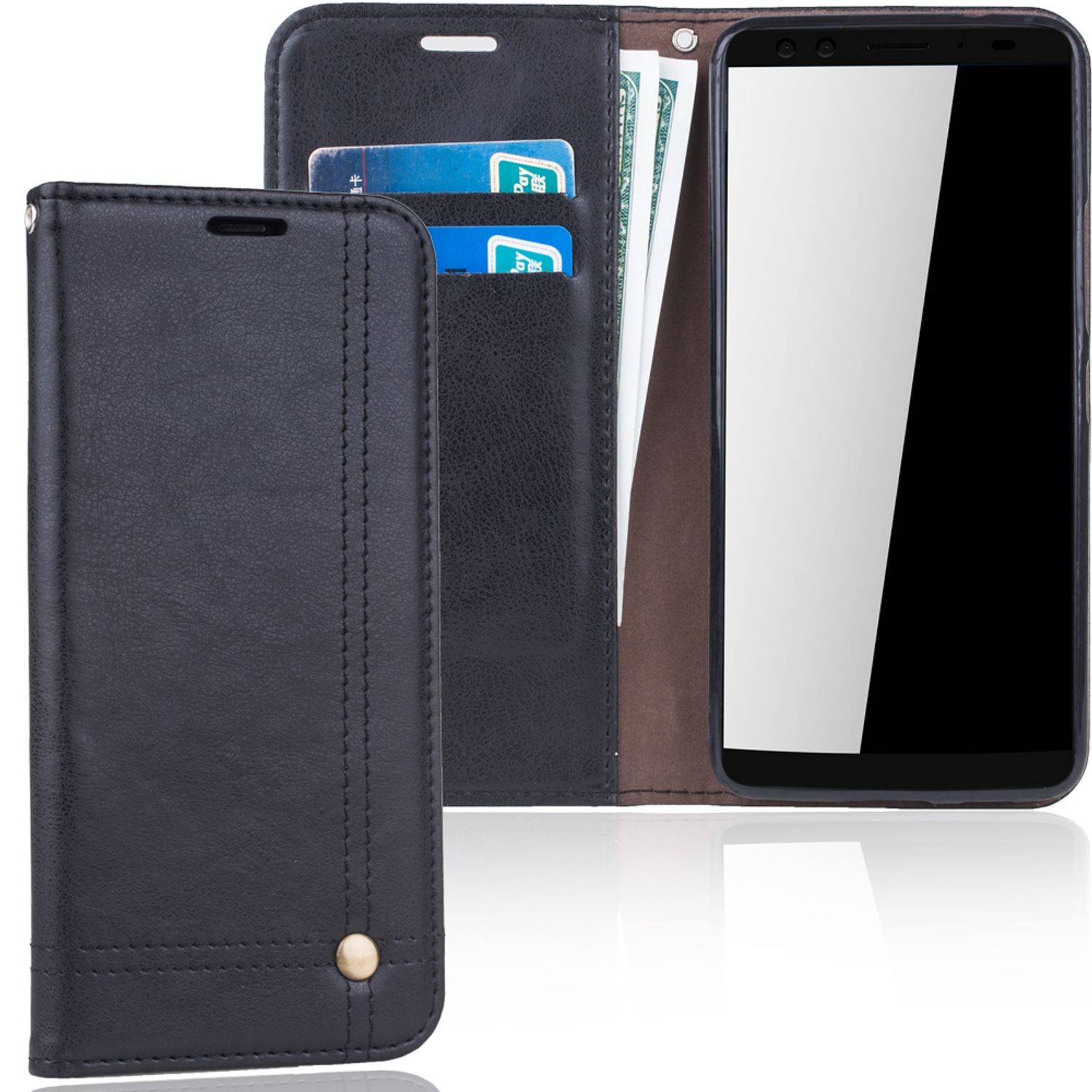 HTC U12 Handyhülle Bookcover Schwarz