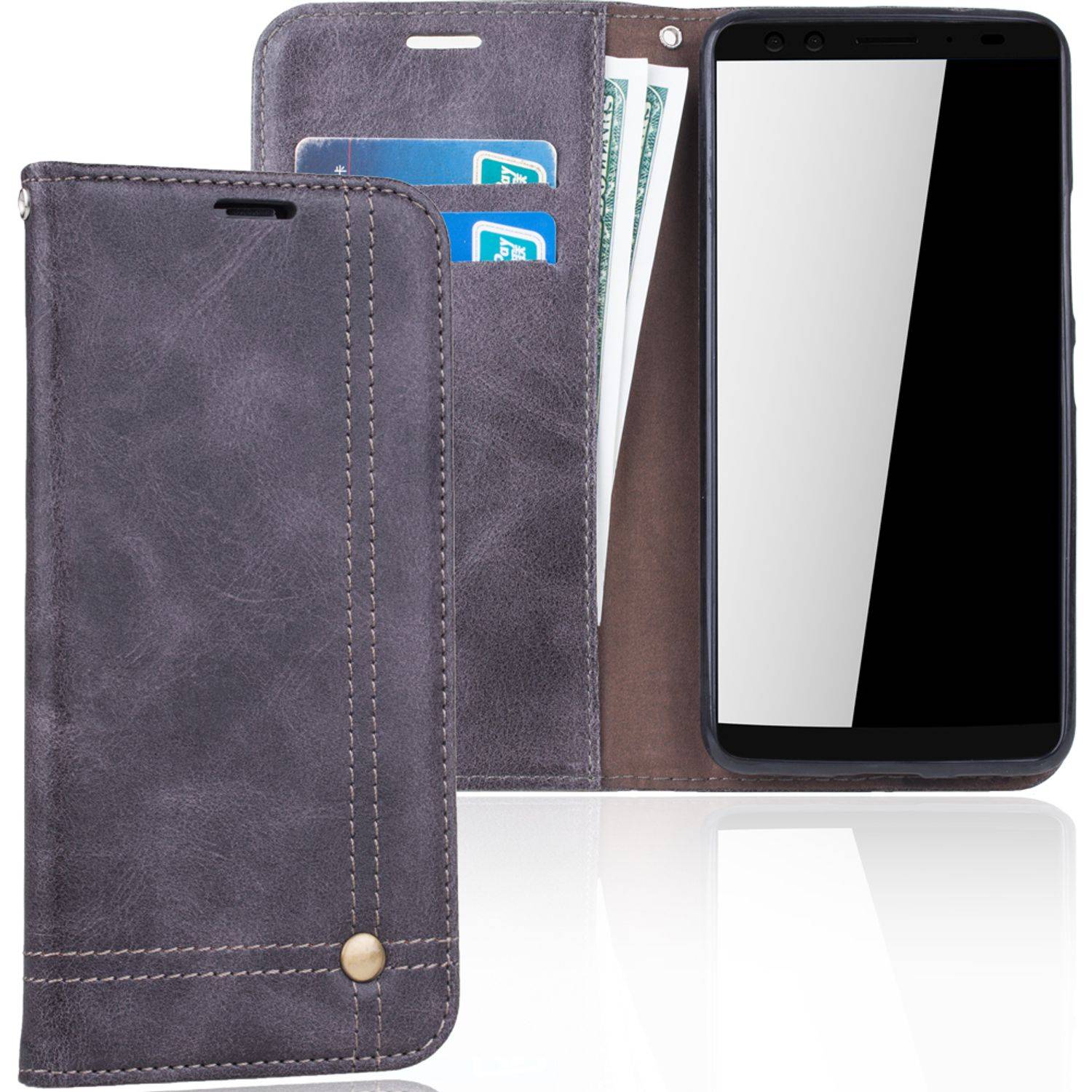 HTC U12 Handyhülle Bookcover Grau