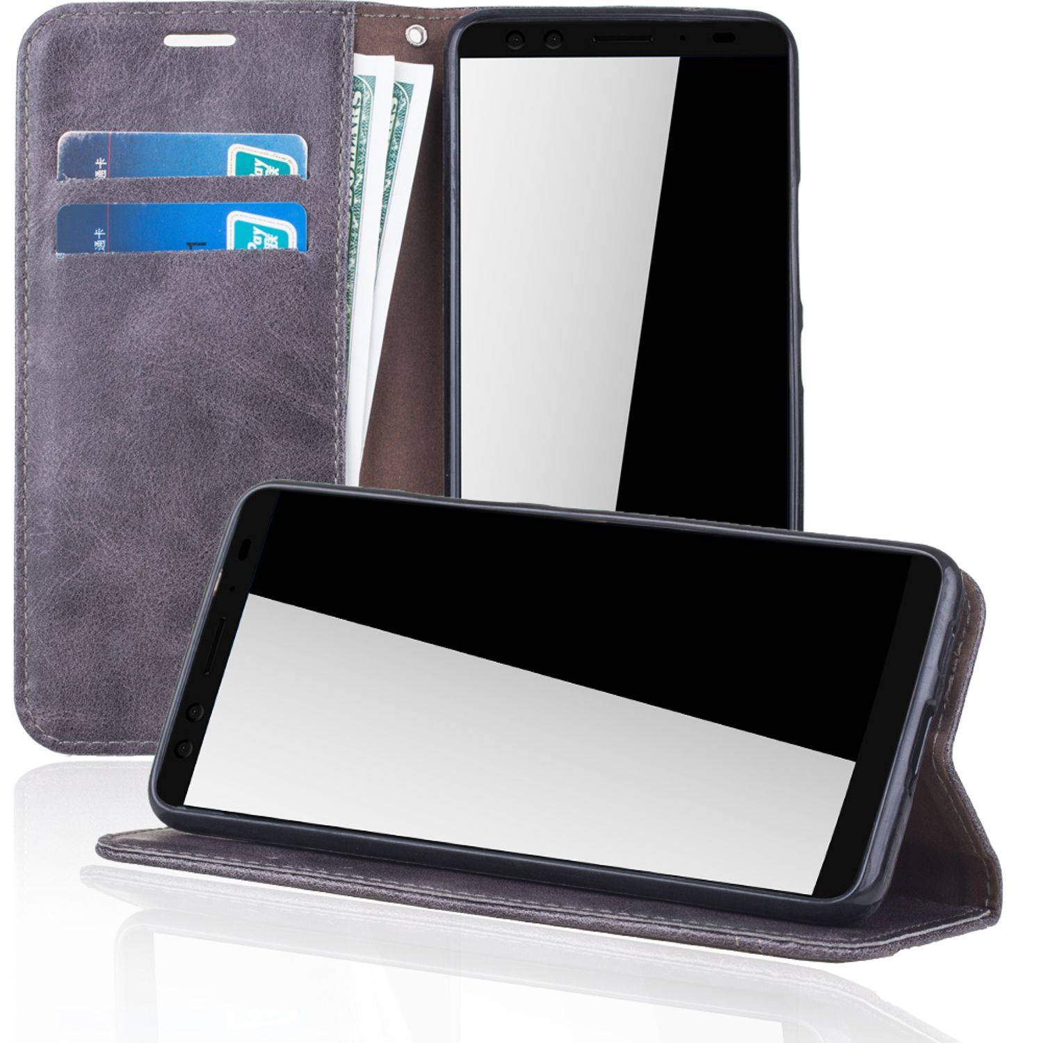 HTC U12 Handyhülle Bookcover Grau