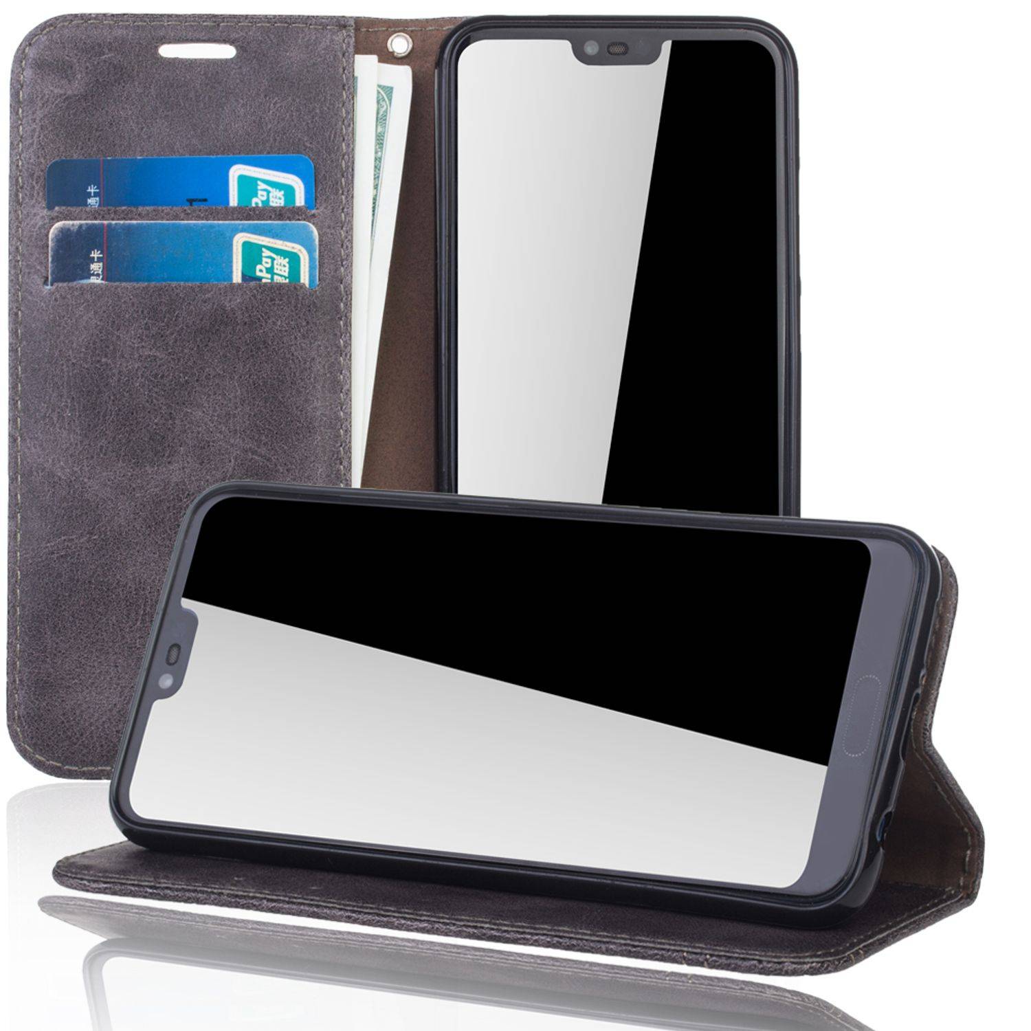 Huawei Honor 10 Handyhülle Bookcover Grau