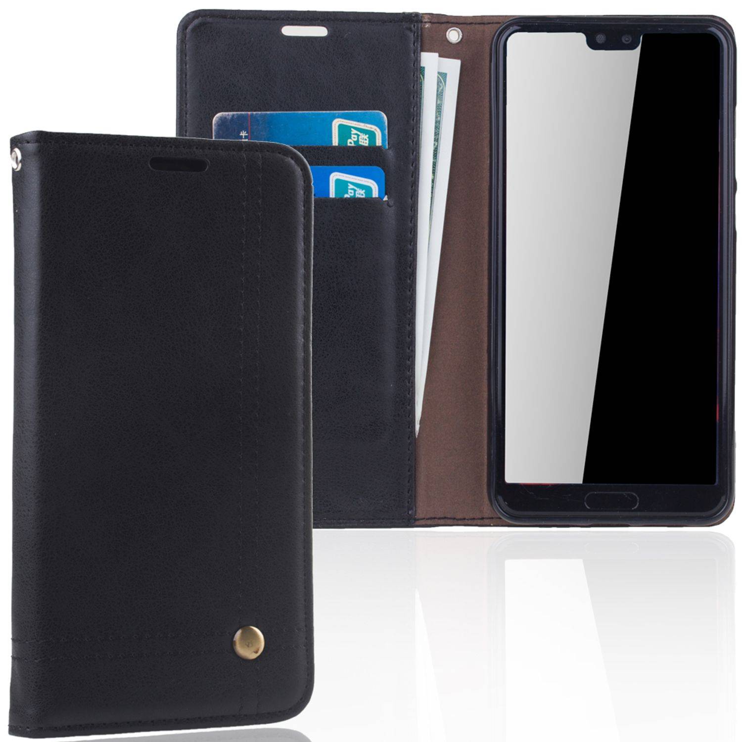 Huawei P20 Handyhülle Bookcover Schwarz