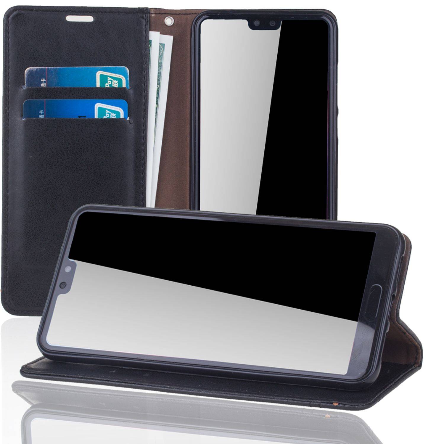 Huawei P20 Handyhülle Bookcover Schwarz