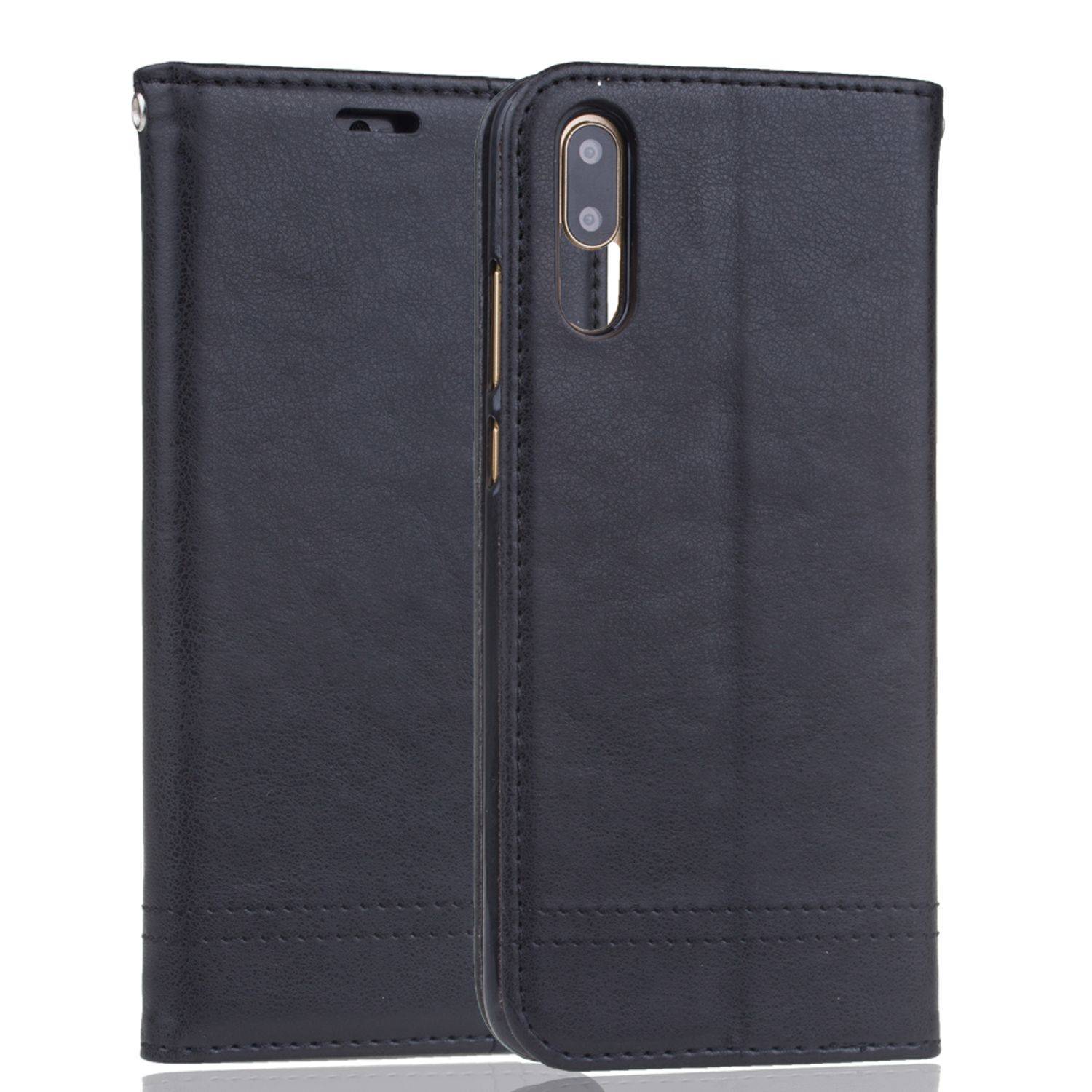 Huawei P20 Handyhülle Bookcover Schwarz
