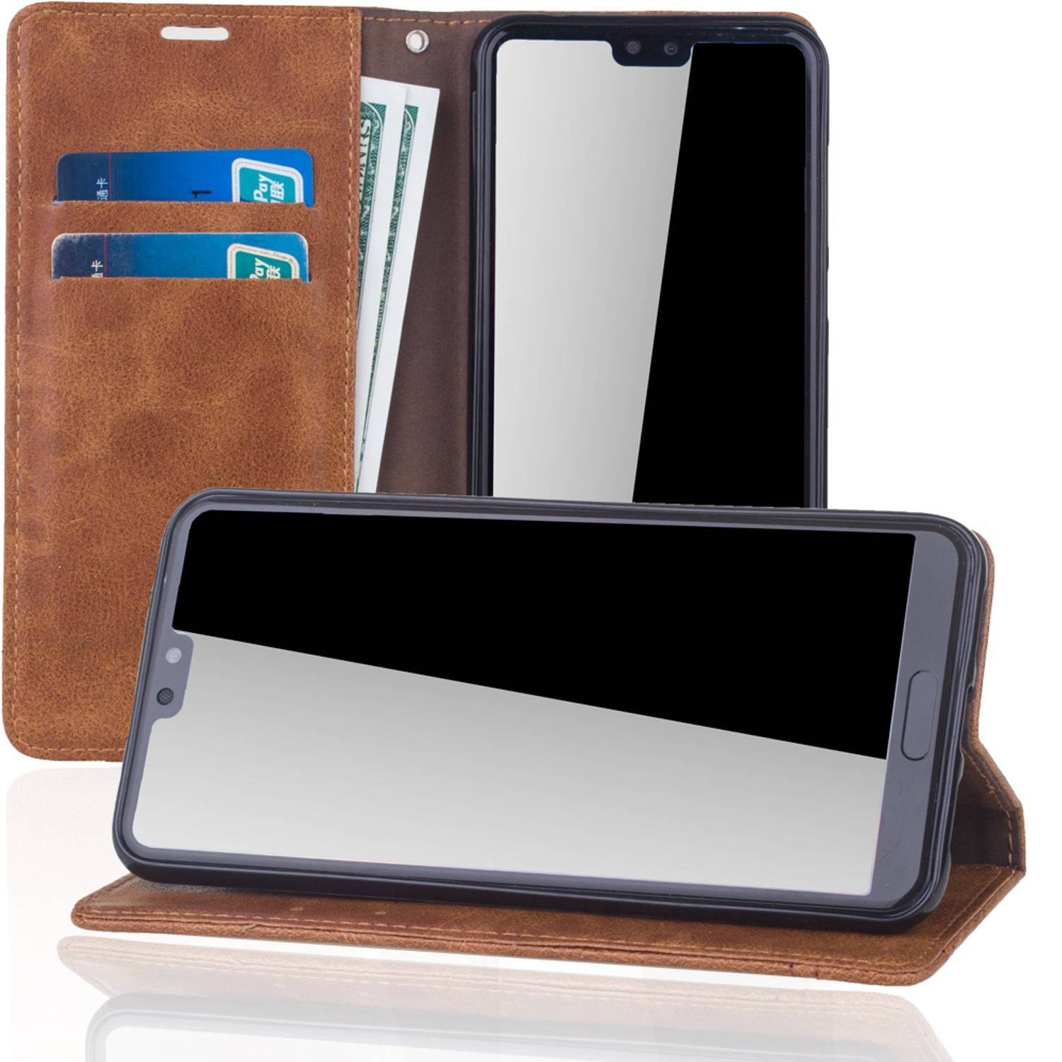 Huawei P20 Handyhülle Bookcover Braun