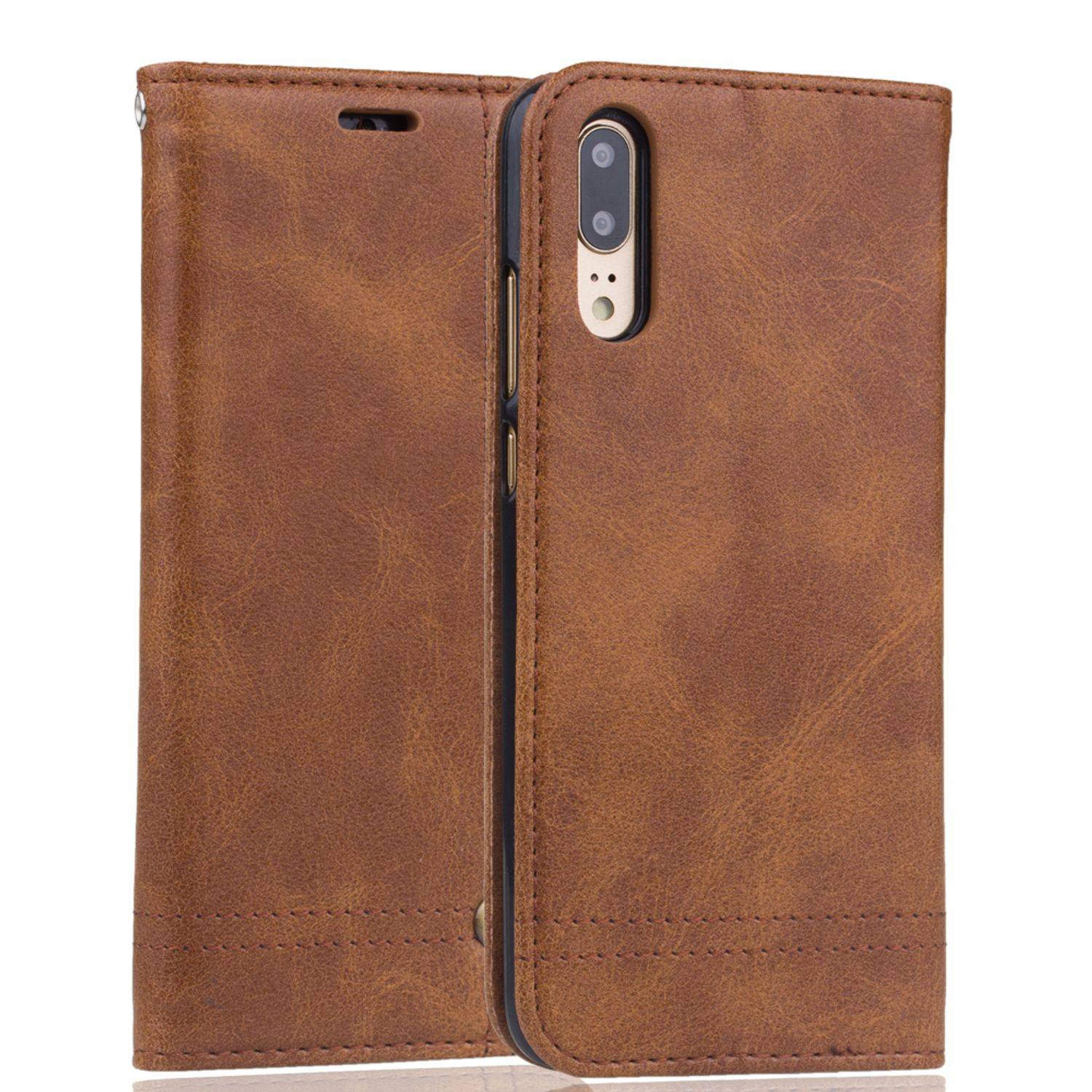 Huawei P20 Handyhülle Bookcover Braun