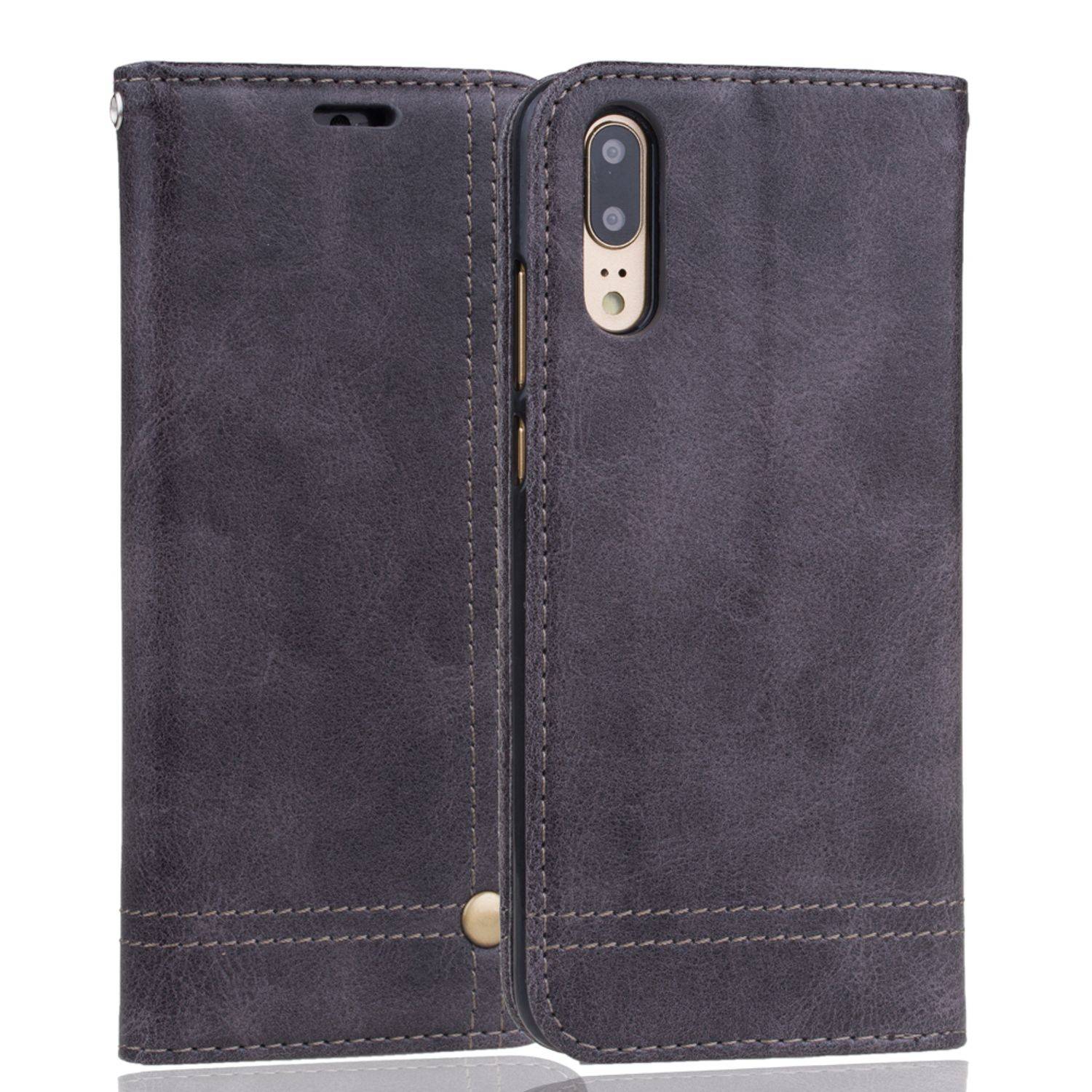 Huawei P20 Handyhülle Bookcover Grau