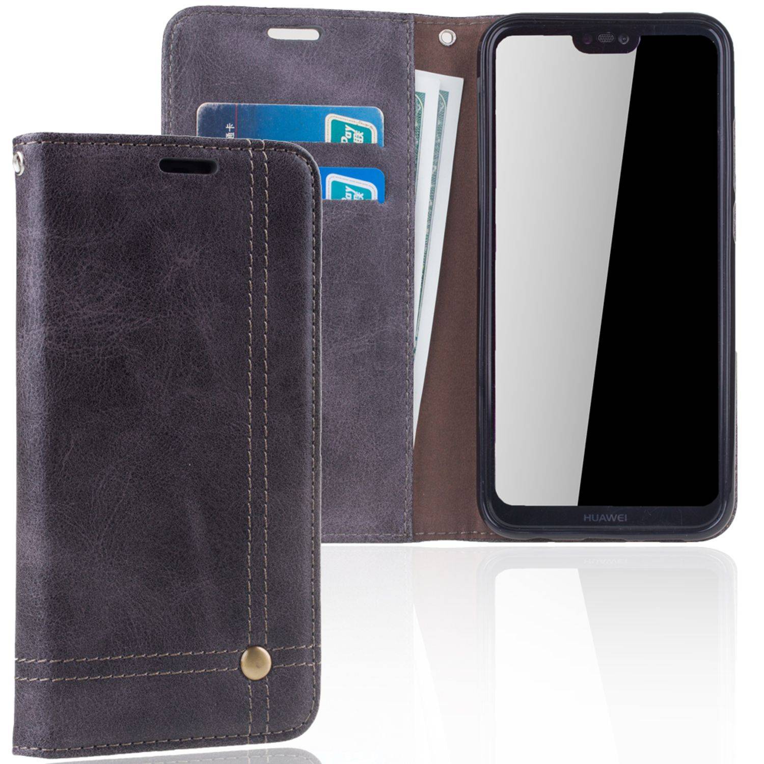 Huawei P20 Lite Handyhülle Bookcover Grau