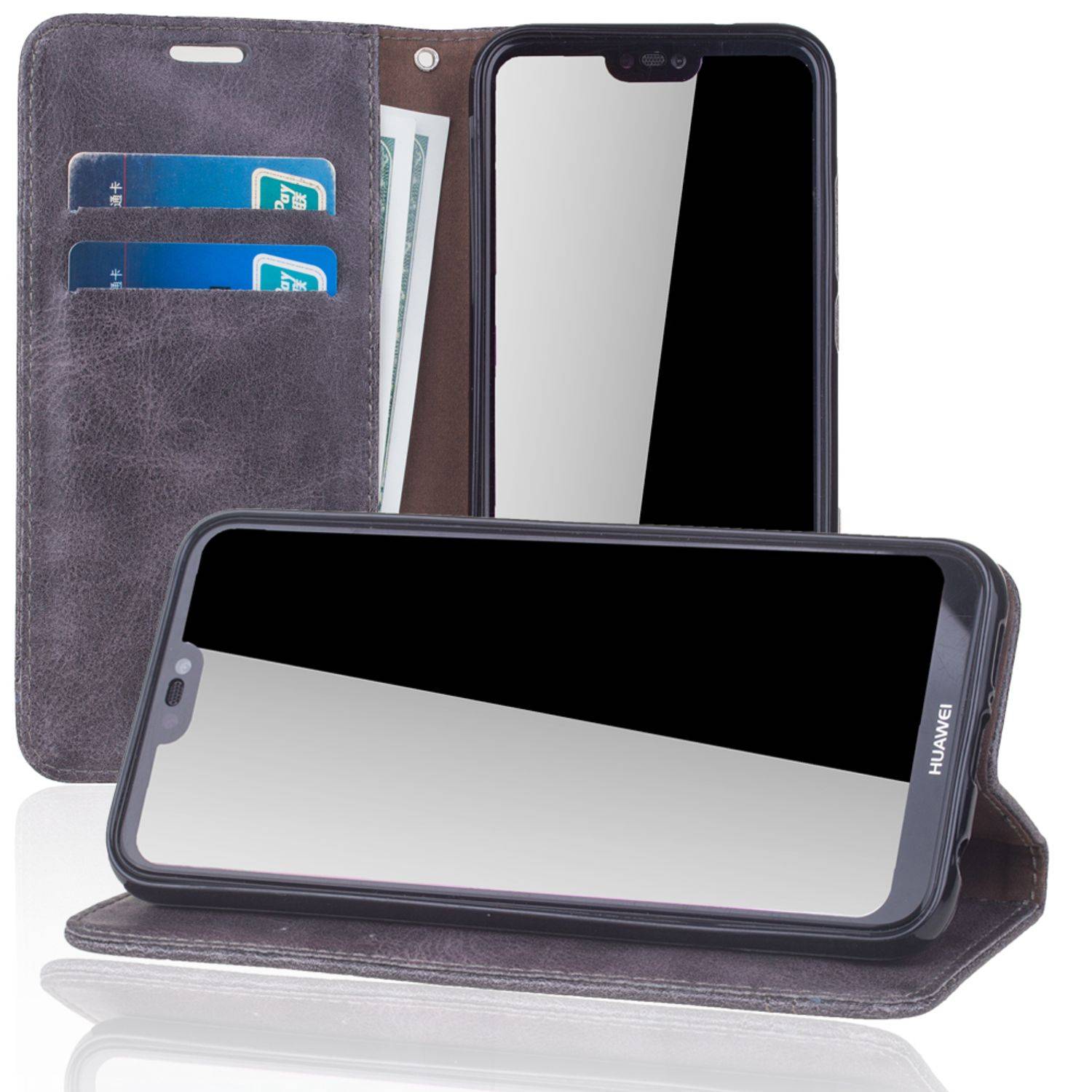 Huawei P20 Lite Handyhülle Bookcover Grau