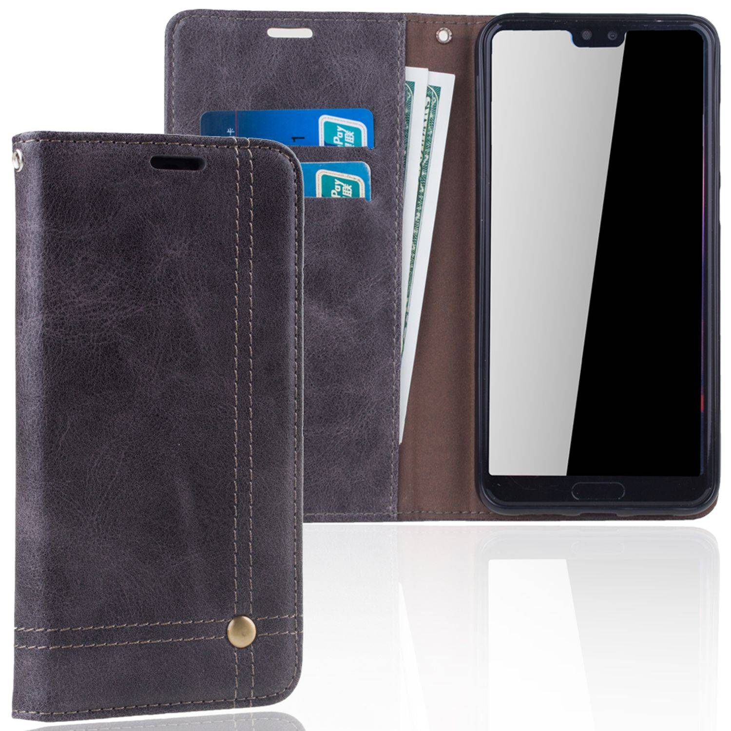 Huawei P20 Pro Handyhülle Bookcover Grau