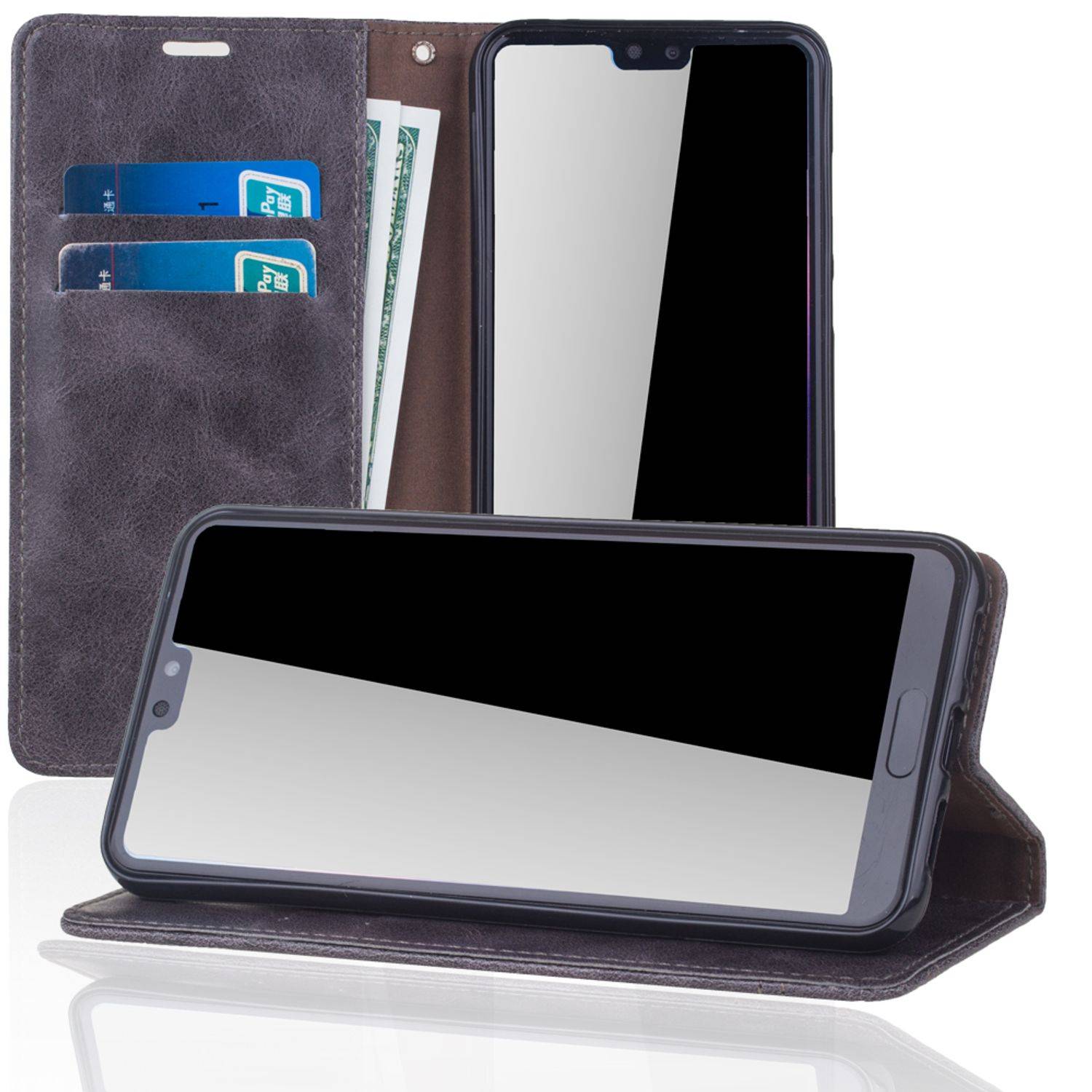 Huawei P20 Pro Handyhülle Bookcover Grau