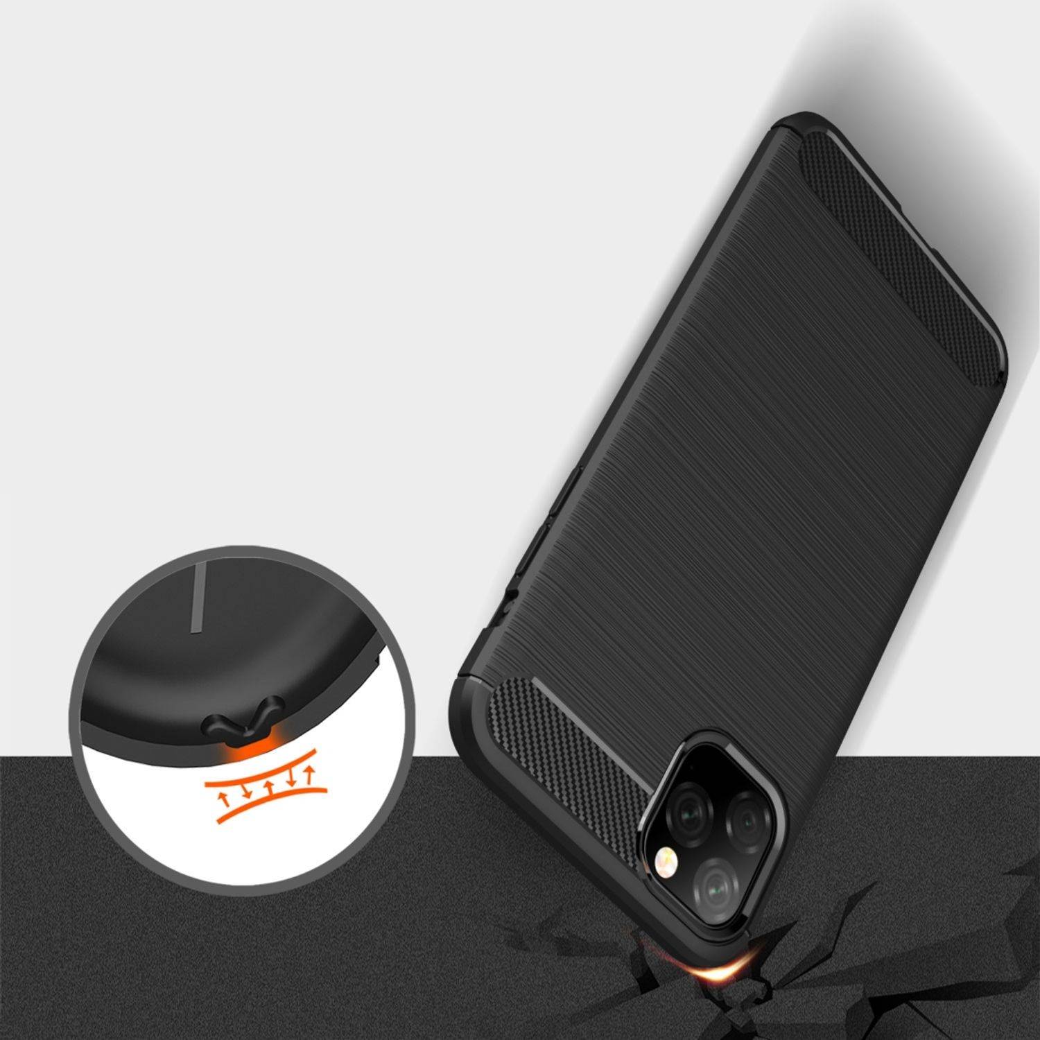 Apple iPhone 11 Handyhülle Carbon Optik Backcover Grau