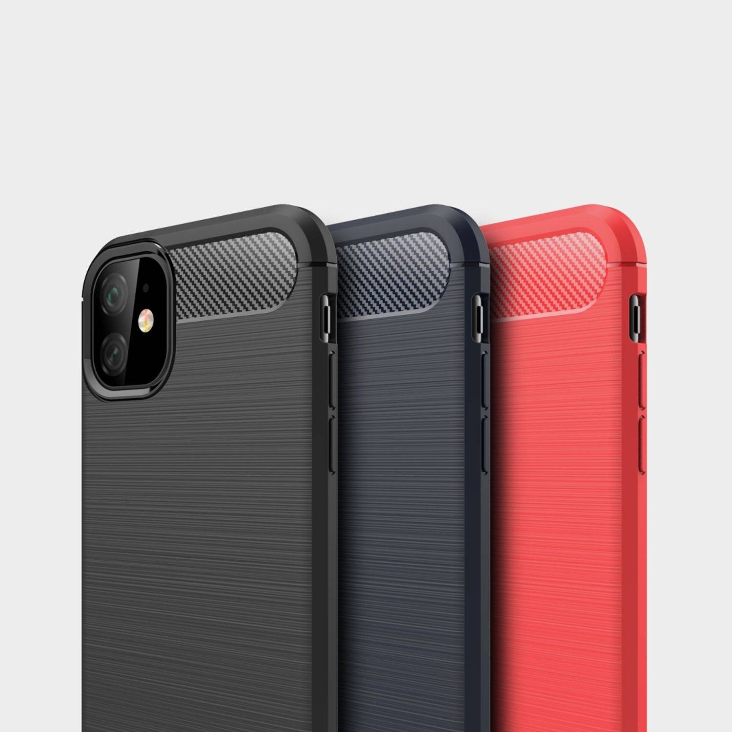 Apple iPhone 11 Pro Max Handyhülle Carbon Optik Backcover Blau