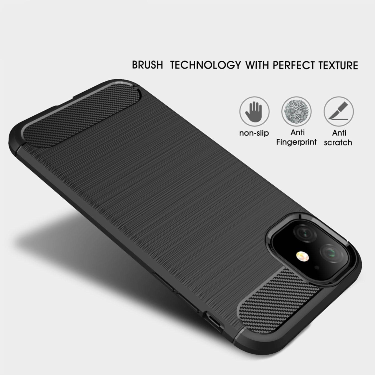 Apple iPhone 11 Pro Max Handyhülle Carbon Optik Backcover Grau
