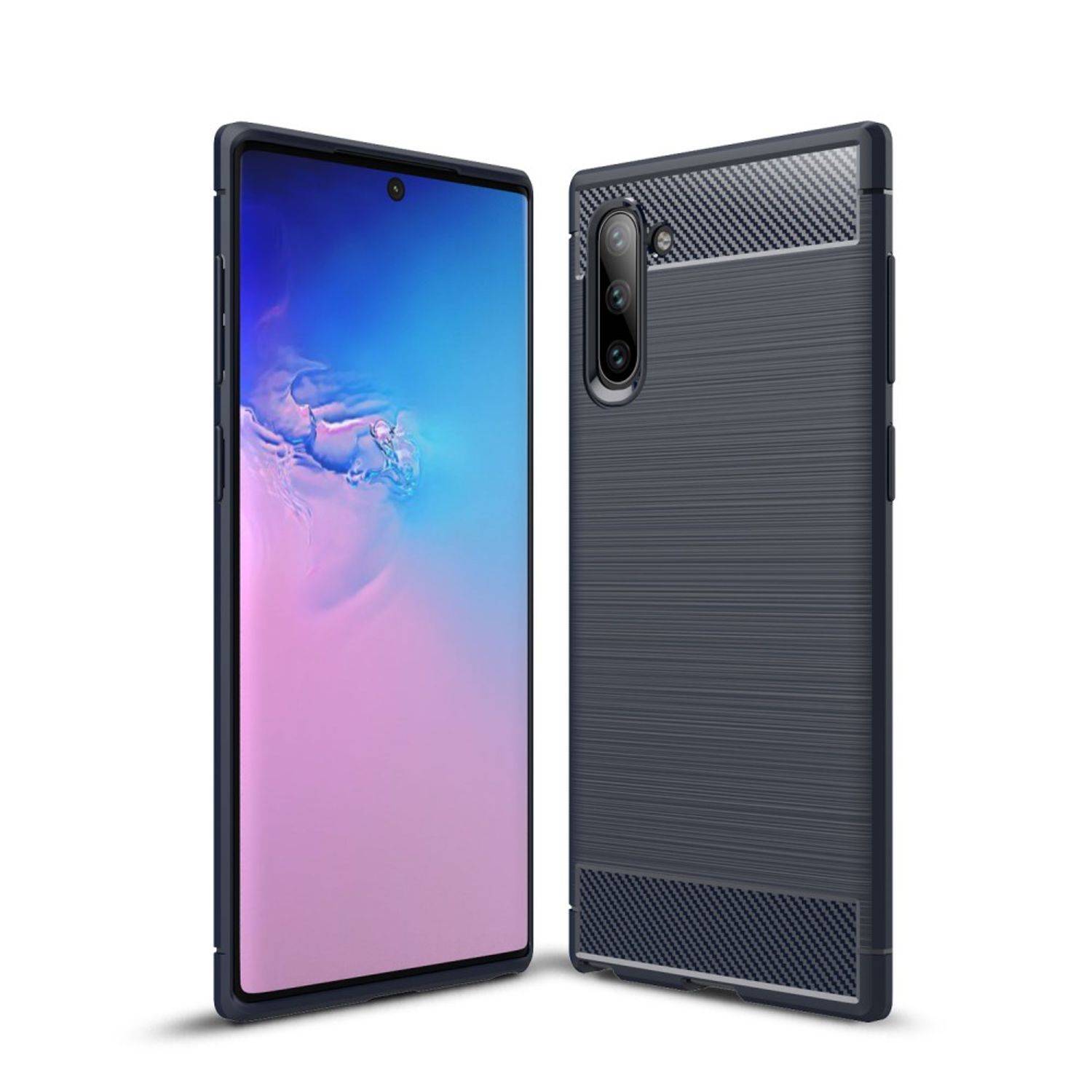 Samsung Galaxy Note 10 Handyhülle Carbon Optik Backcover Blau