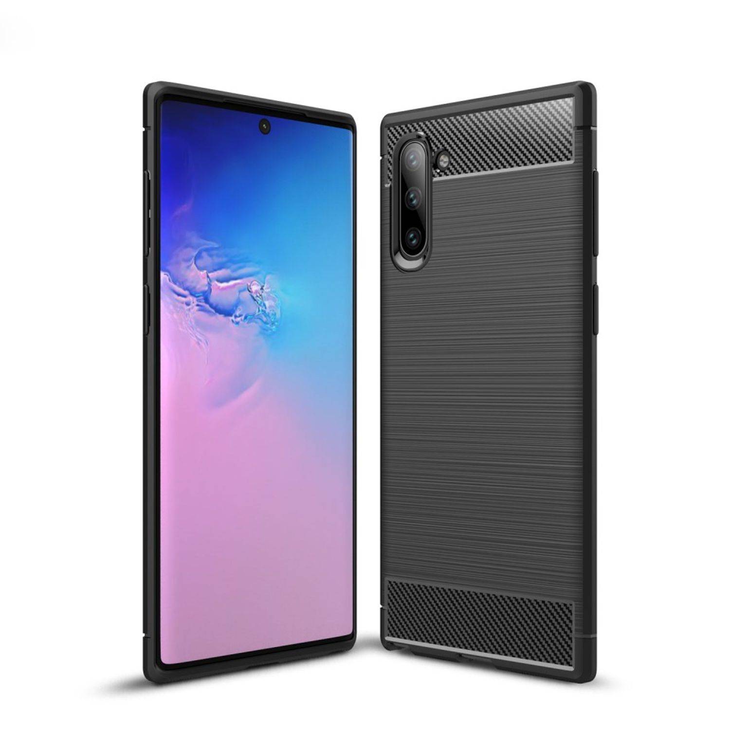 Samsung Galaxy Note 10 Handyhülle Carbon Optik Backcover Grau