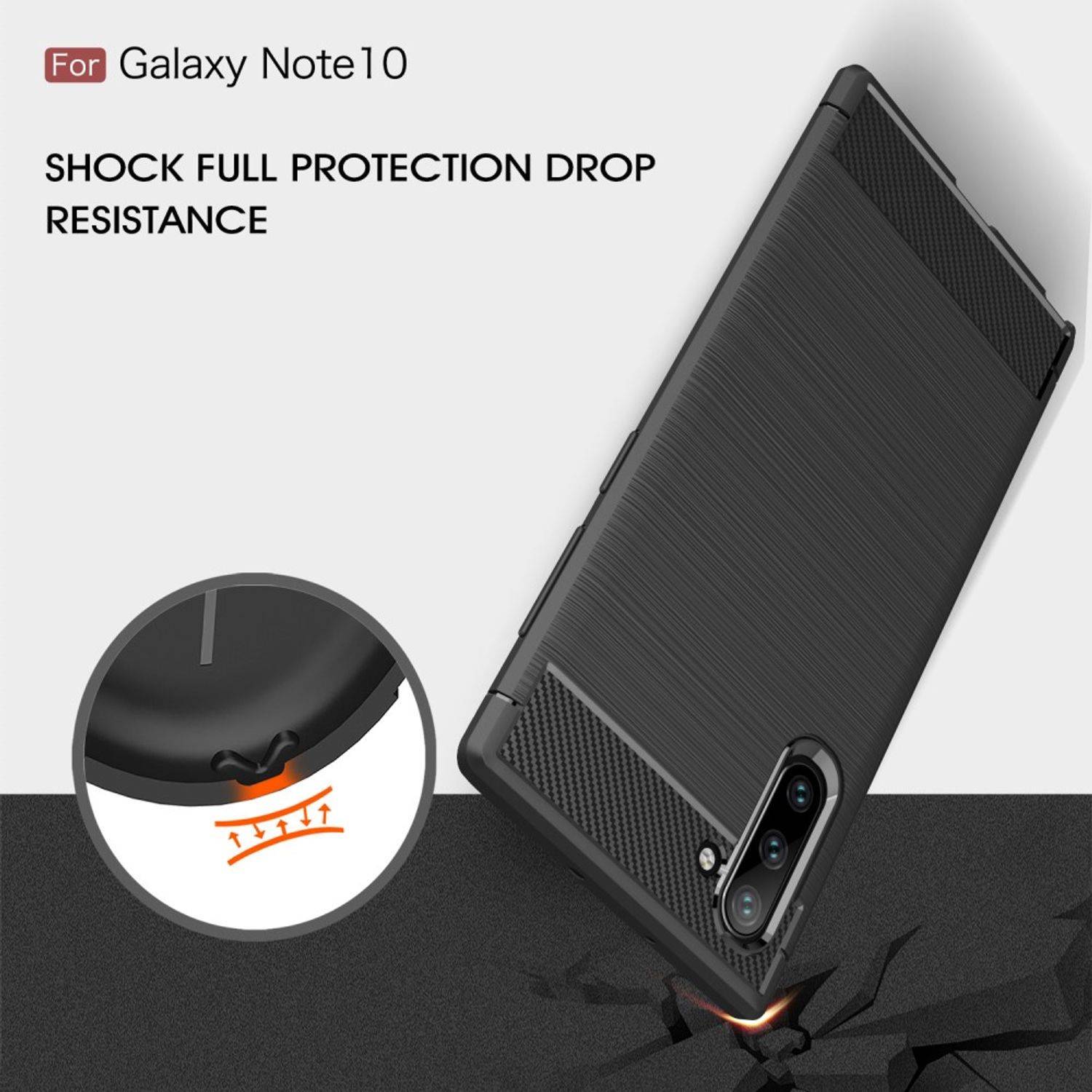 Samsung Galaxy Note 10 Handyhülle Carbon Optik Backcover Grau