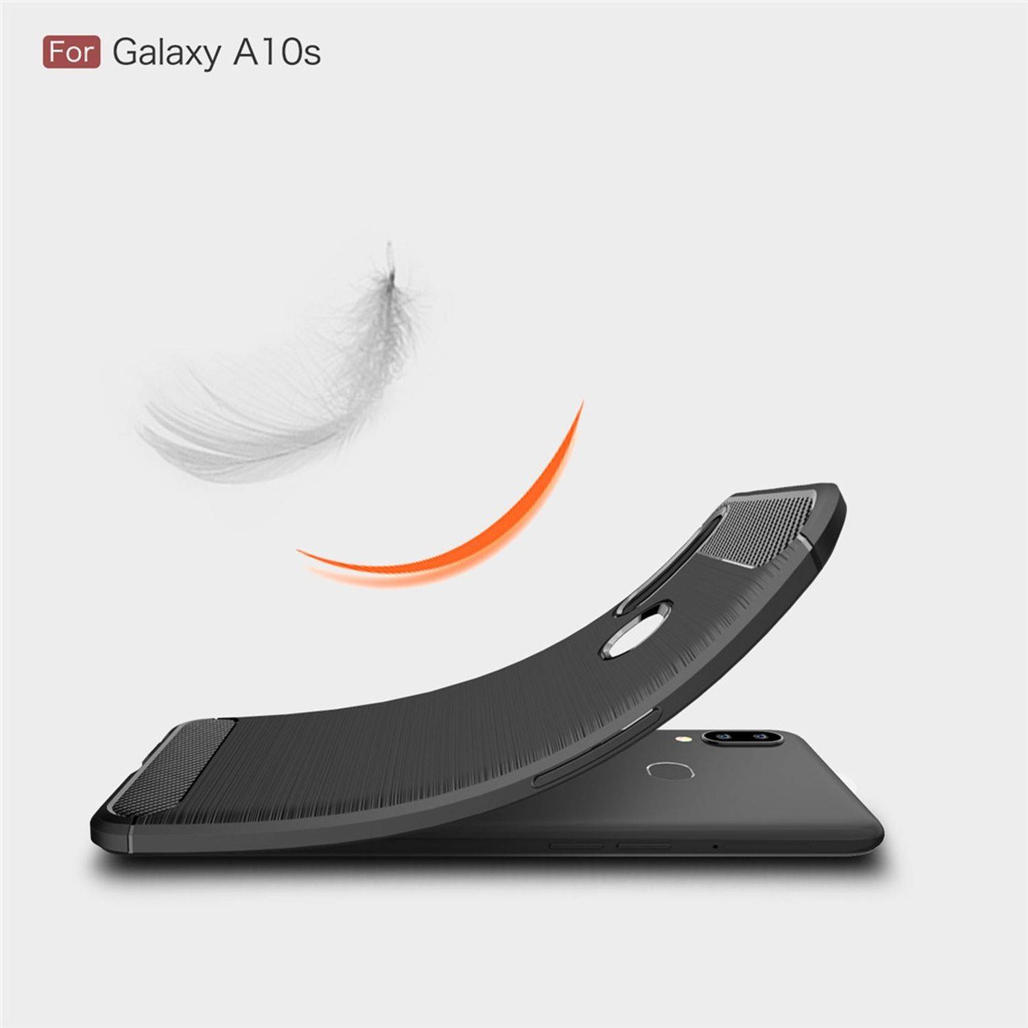 Samsung Galaxy A10s Handyhülle Carbon Optik Backcover Schwarz
