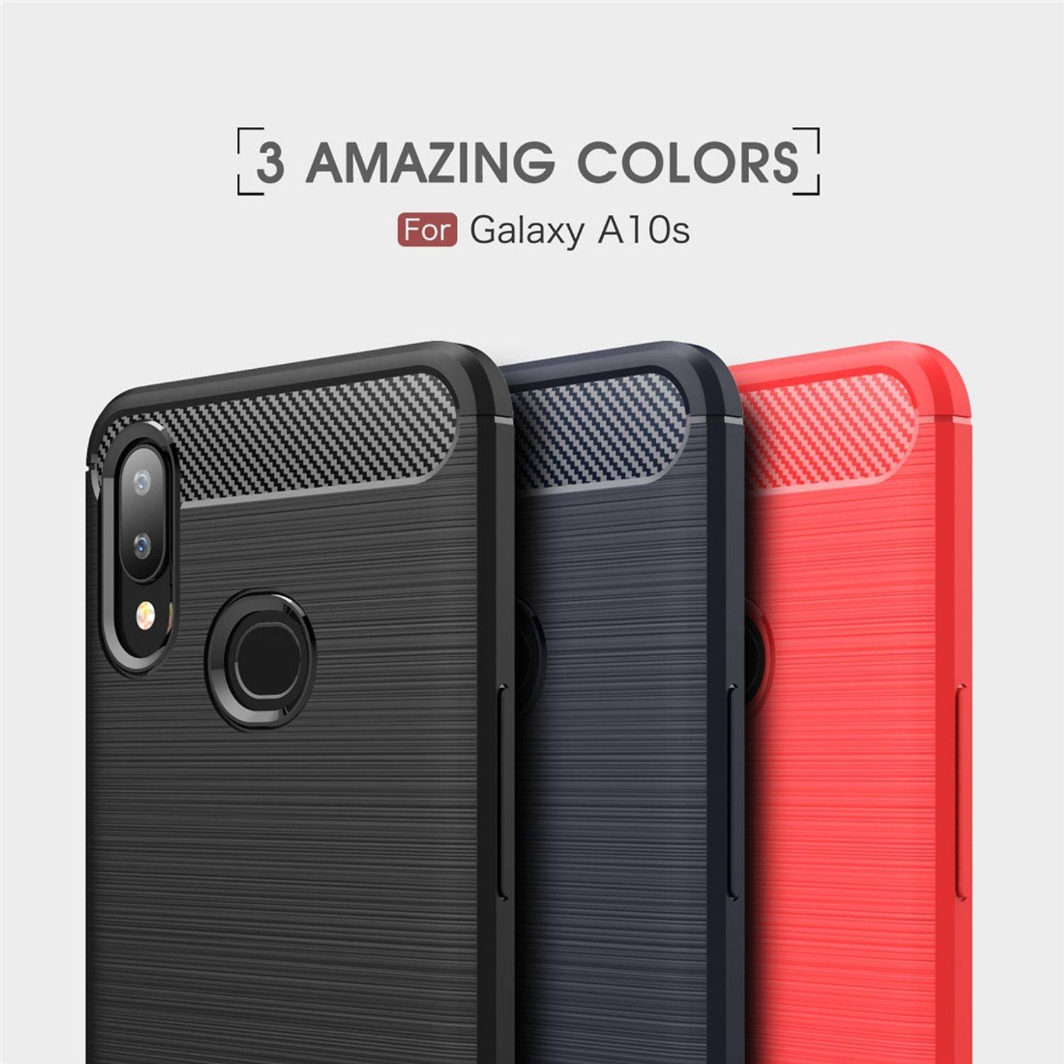 Samsung Galaxy A10s Handyhülle Carbon Optik Backcover Schwarz