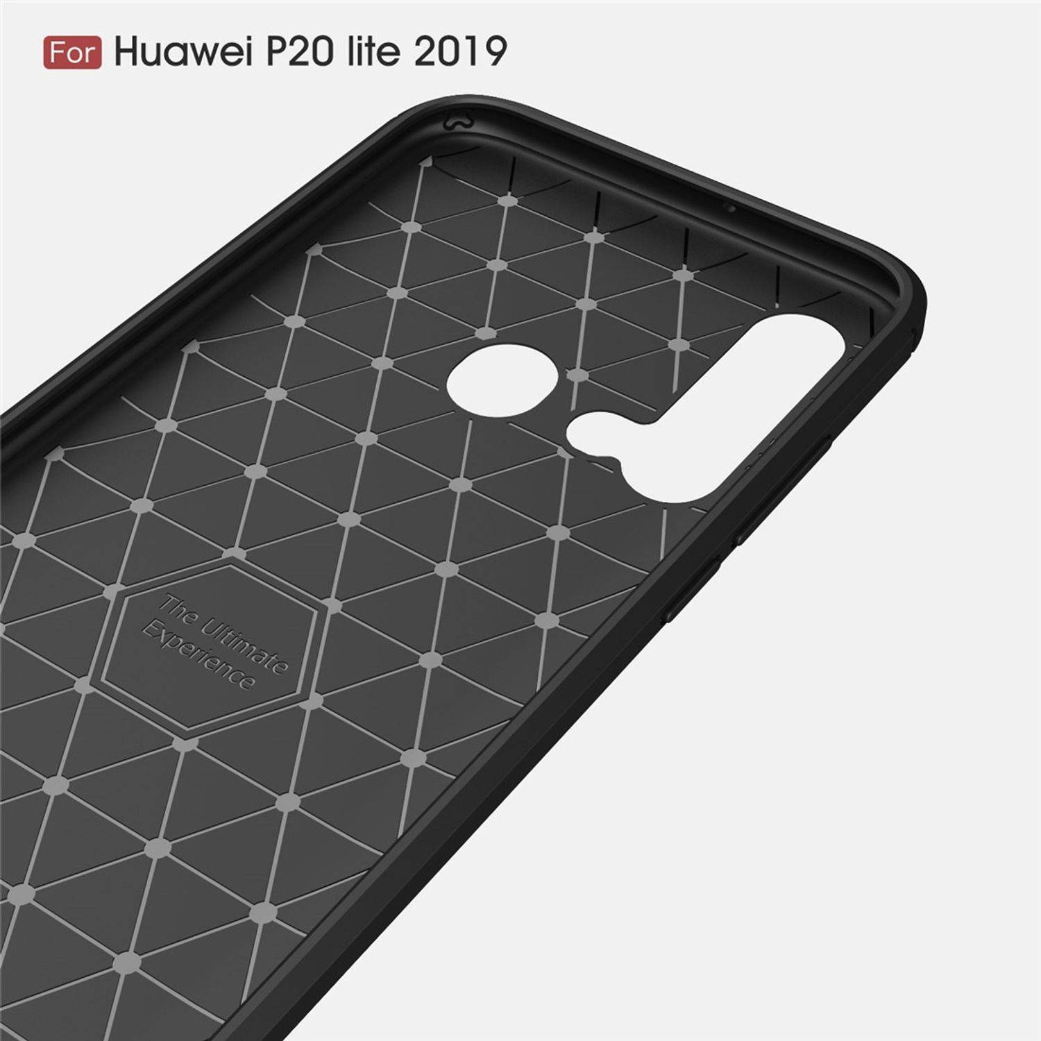 Huawei P20 Lite 2019 Handyhülle Carbon Optik Backcover Schwarz