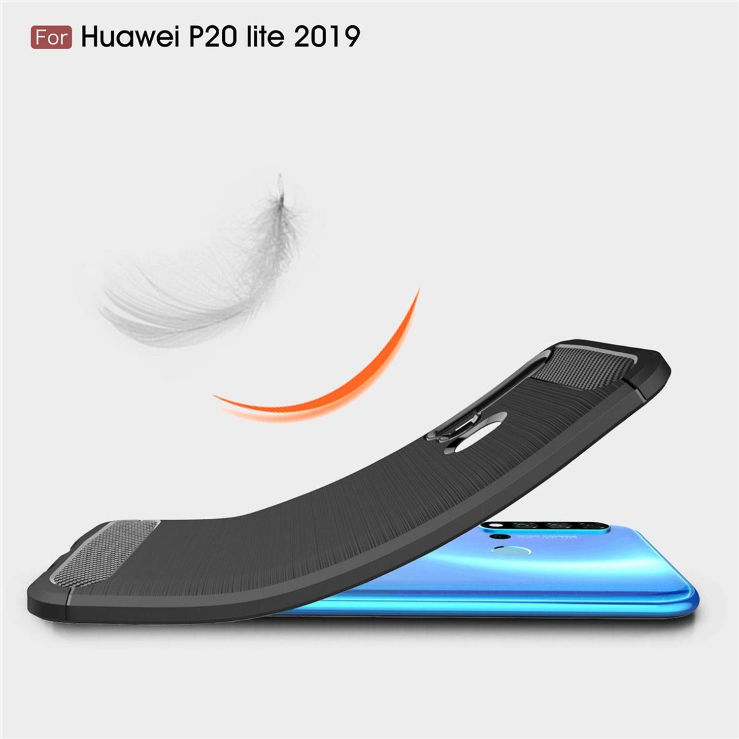 Huawei P20 Lite 2019 Handyhülle Carbon Optik Backcover Blau