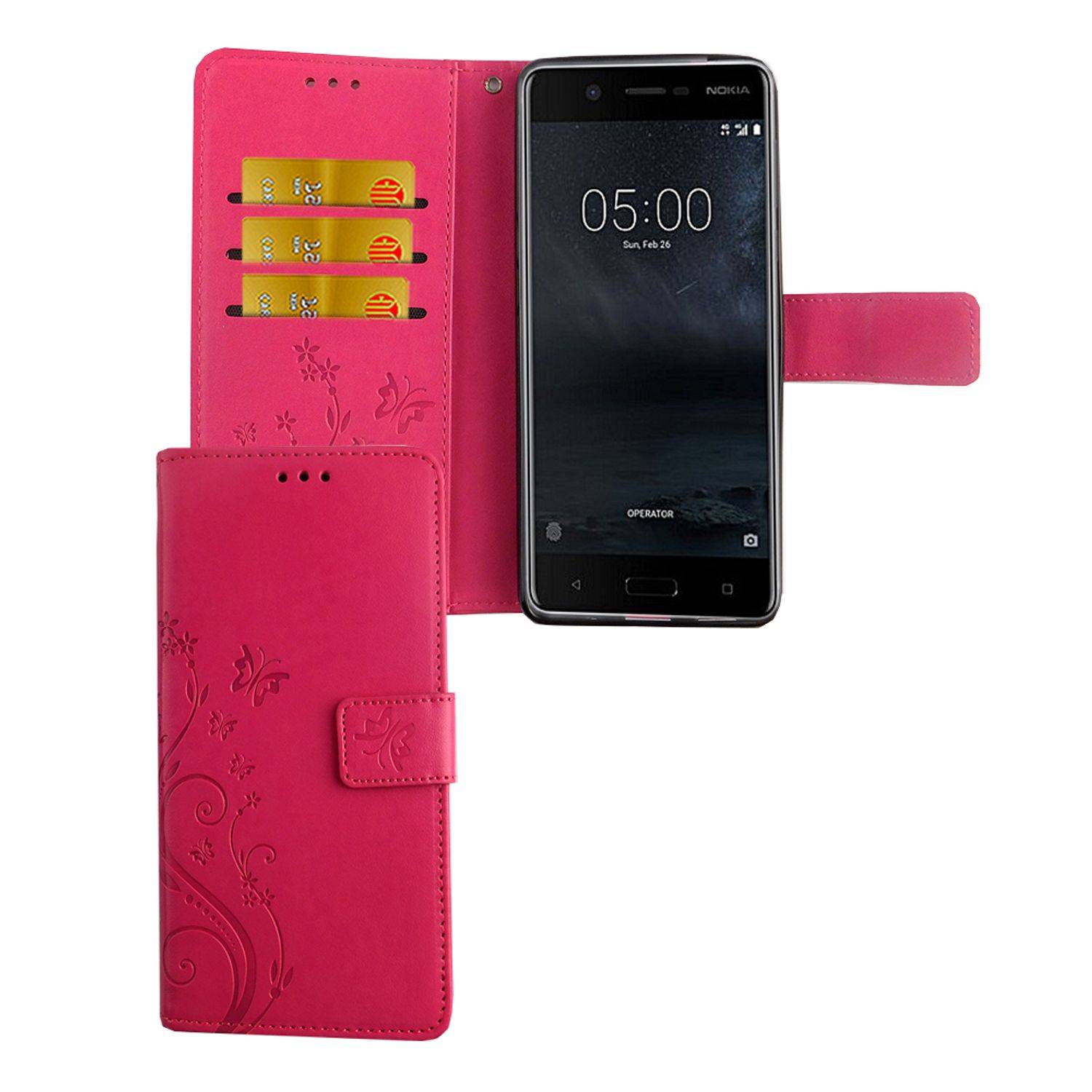 Nokia 5.1 Handyhülle Bookcover Rosa