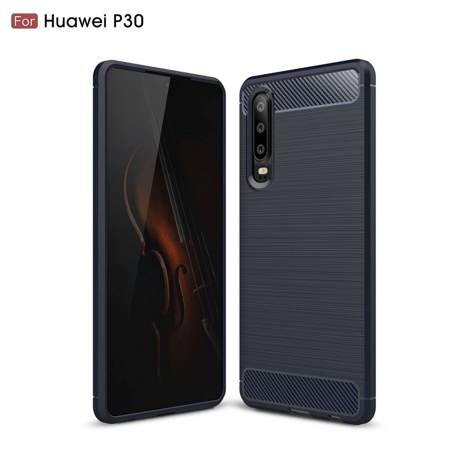 Huawei P30 Handyhülle Carbon Optik Backcover Blau