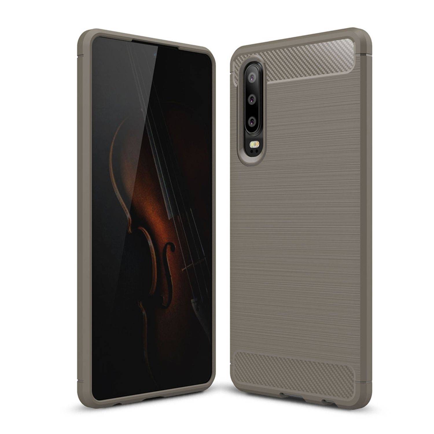 Huawei P30 Handyhülle Carbon Optik Backcover Grau