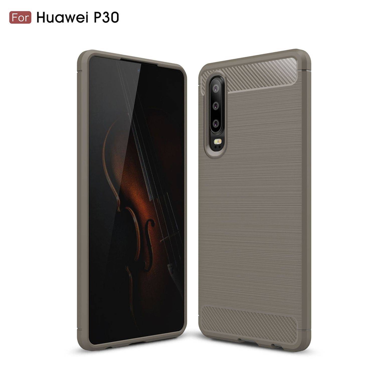 Huawei P30 Handyhülle Carbon Optik Backcover Grau