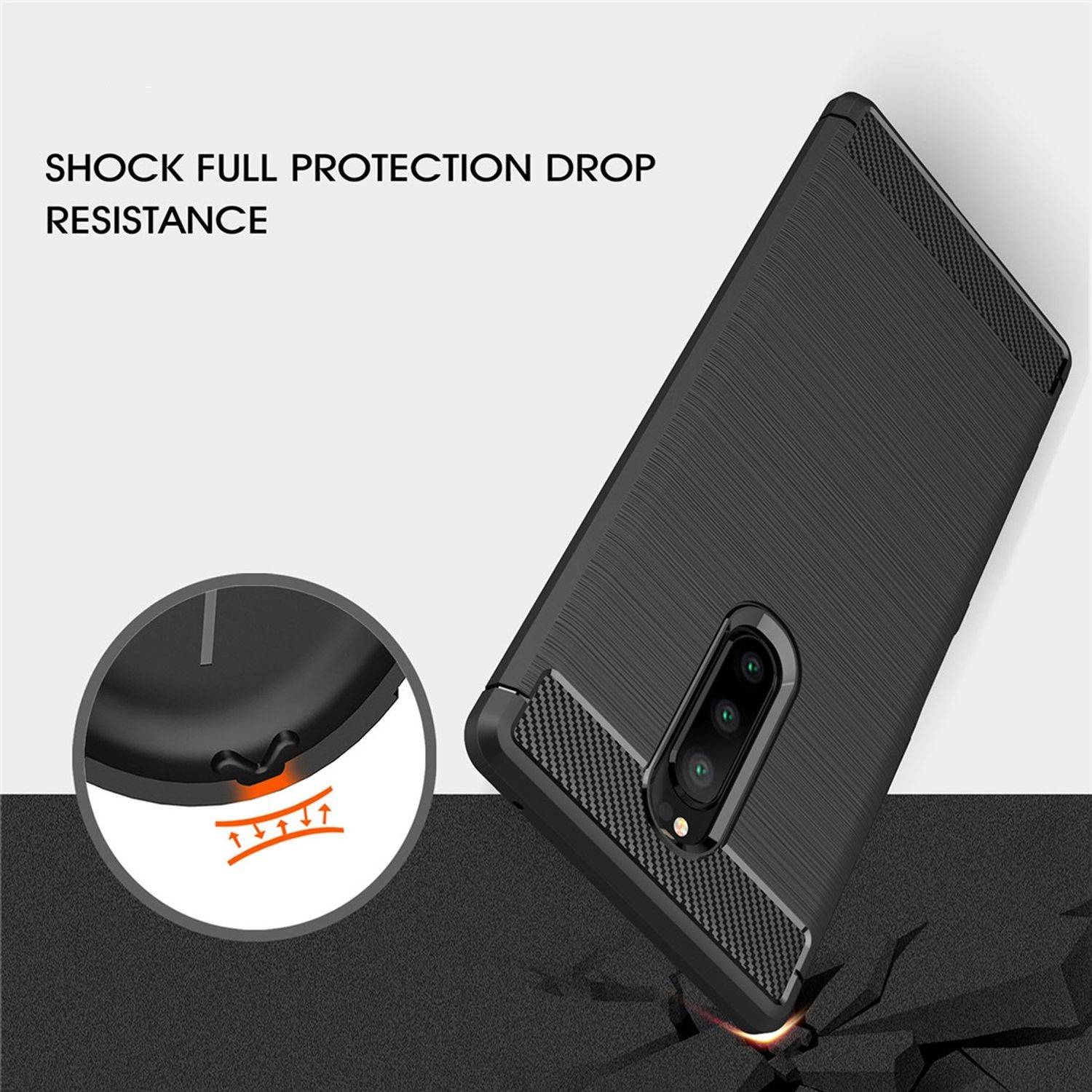 Sony Xperia XZ4 Handyhülle Carbon Optik Backcover Blau