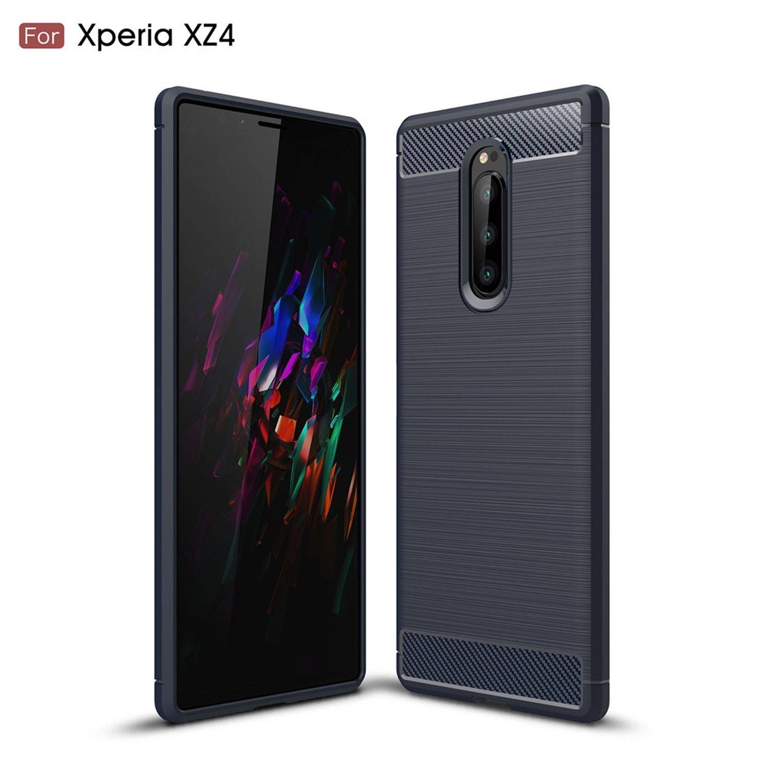 Sony Xperia XZ4 Handyhülle Carbon Optik Backcover Blau