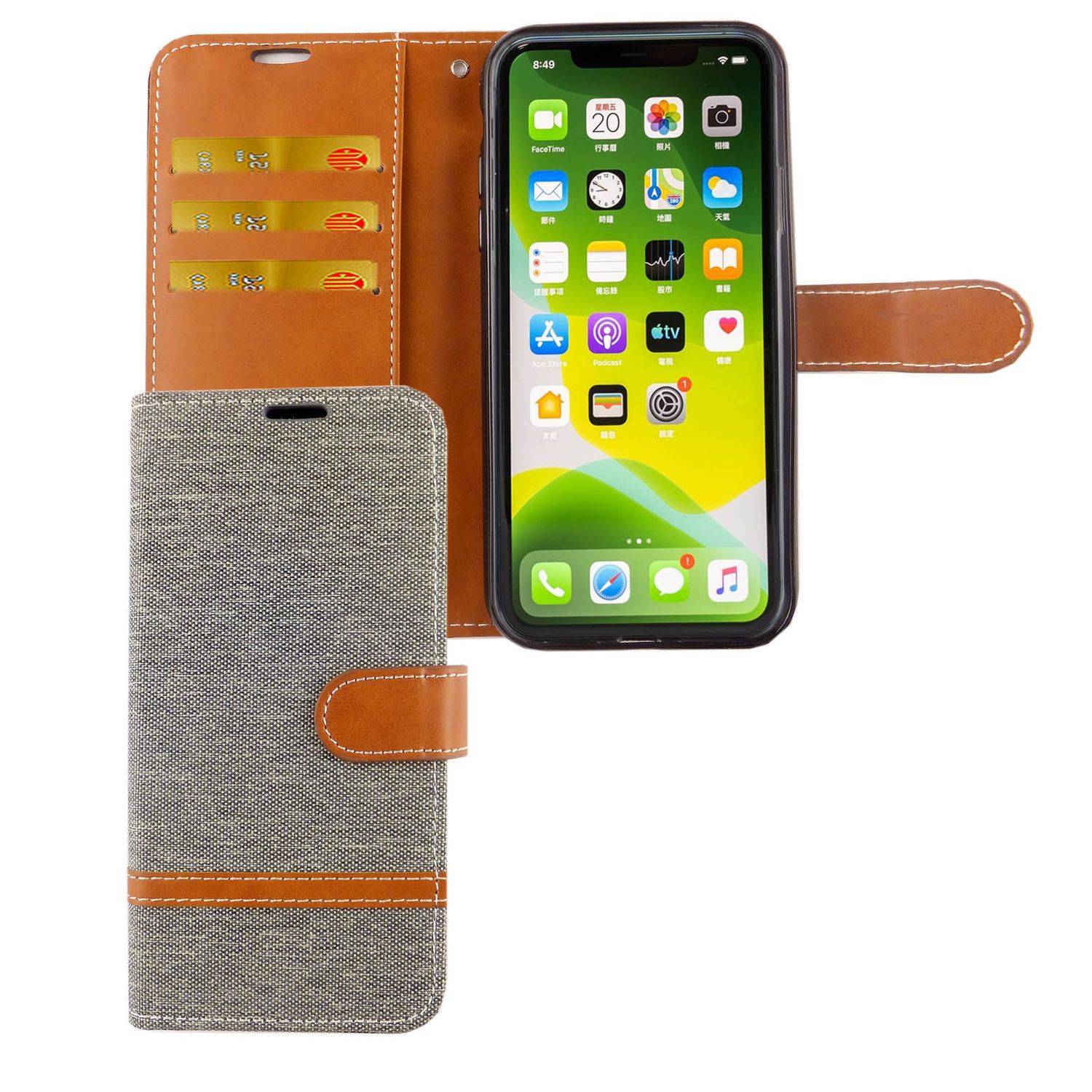 Apple iPhone 11 Pro Max Handyhülle Bookcover Grau