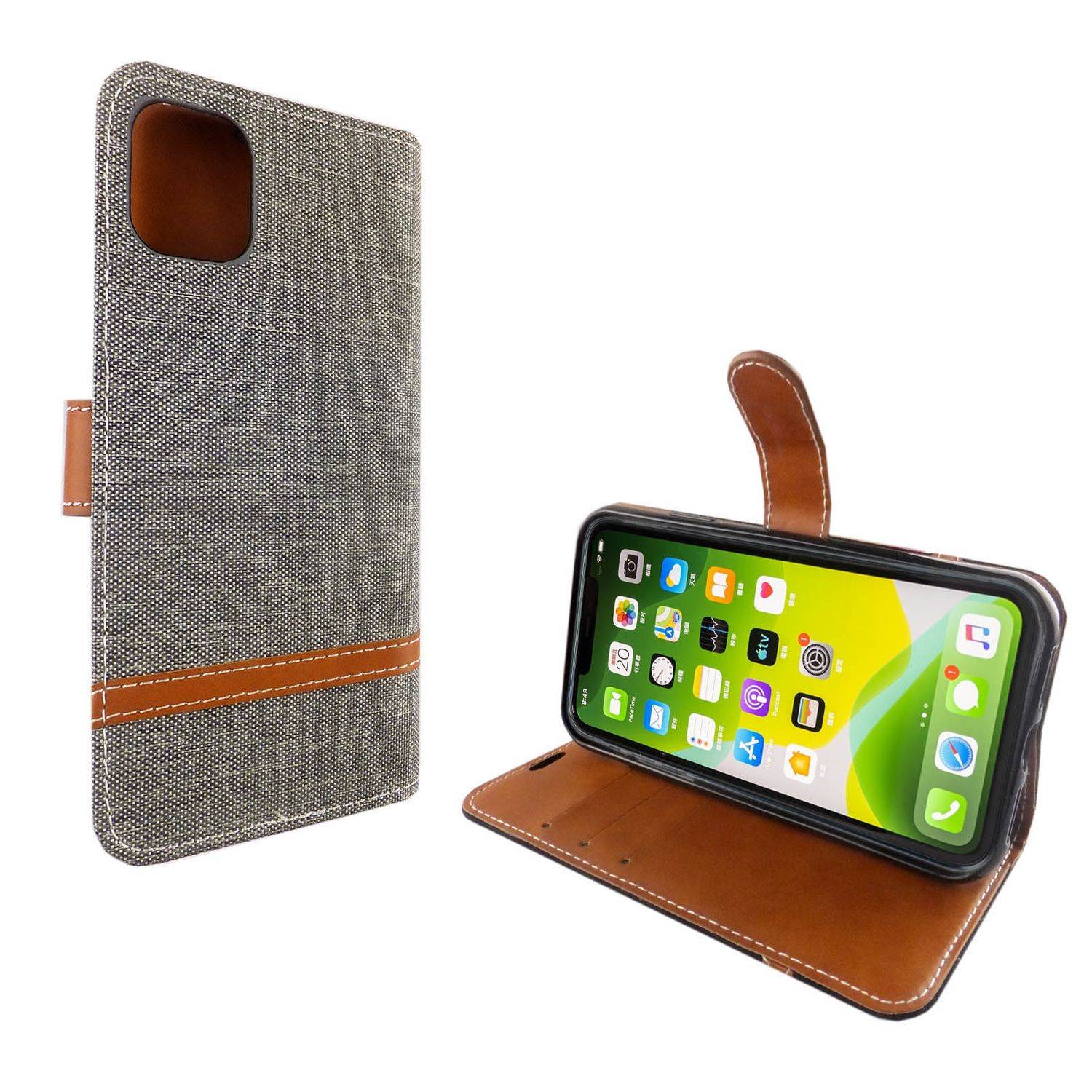 Apple iPhone 11 Pro Max Handyhülle Bookcover Grau