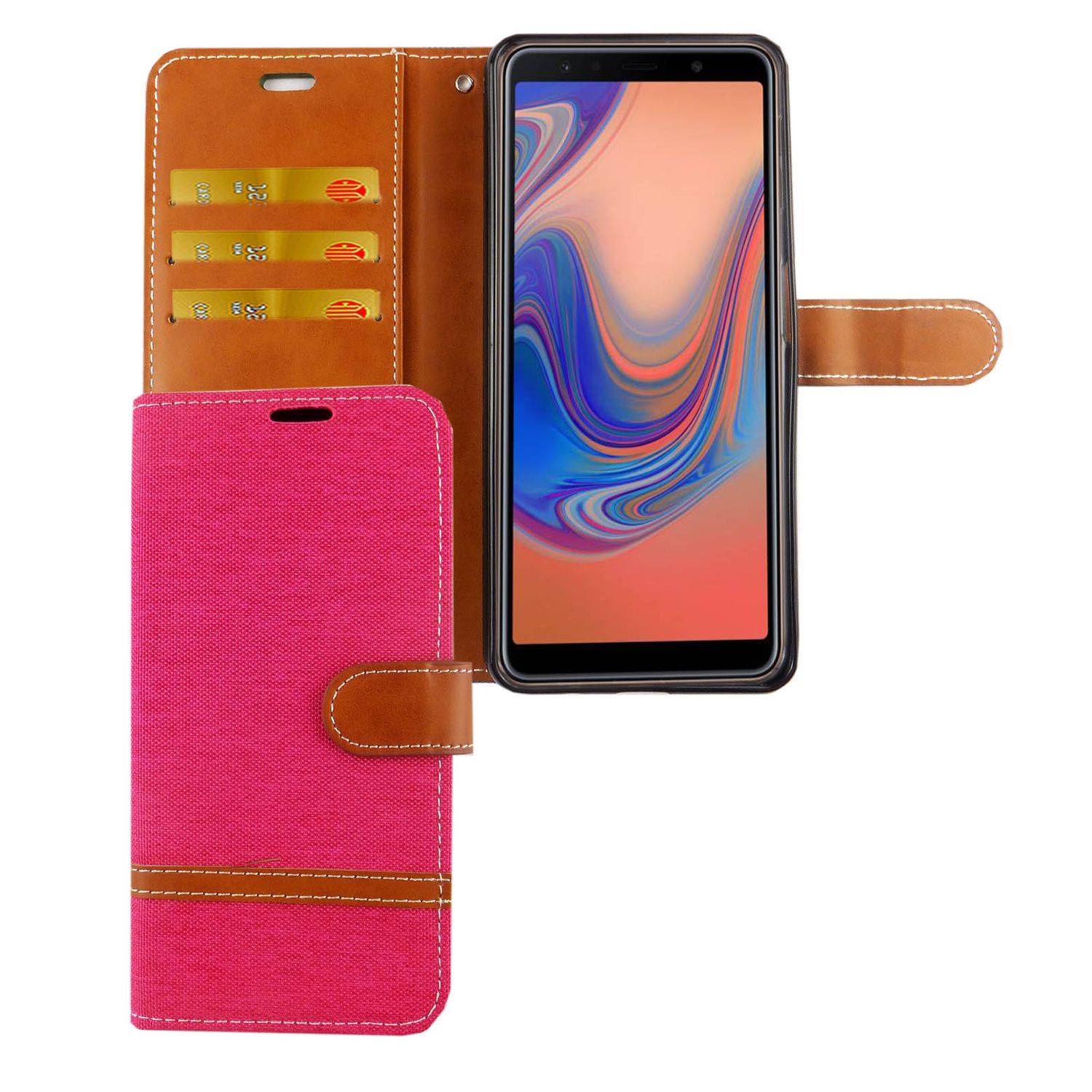 Samsung Galaxy A7 (2018) Handyhülle Bookcover Rosa