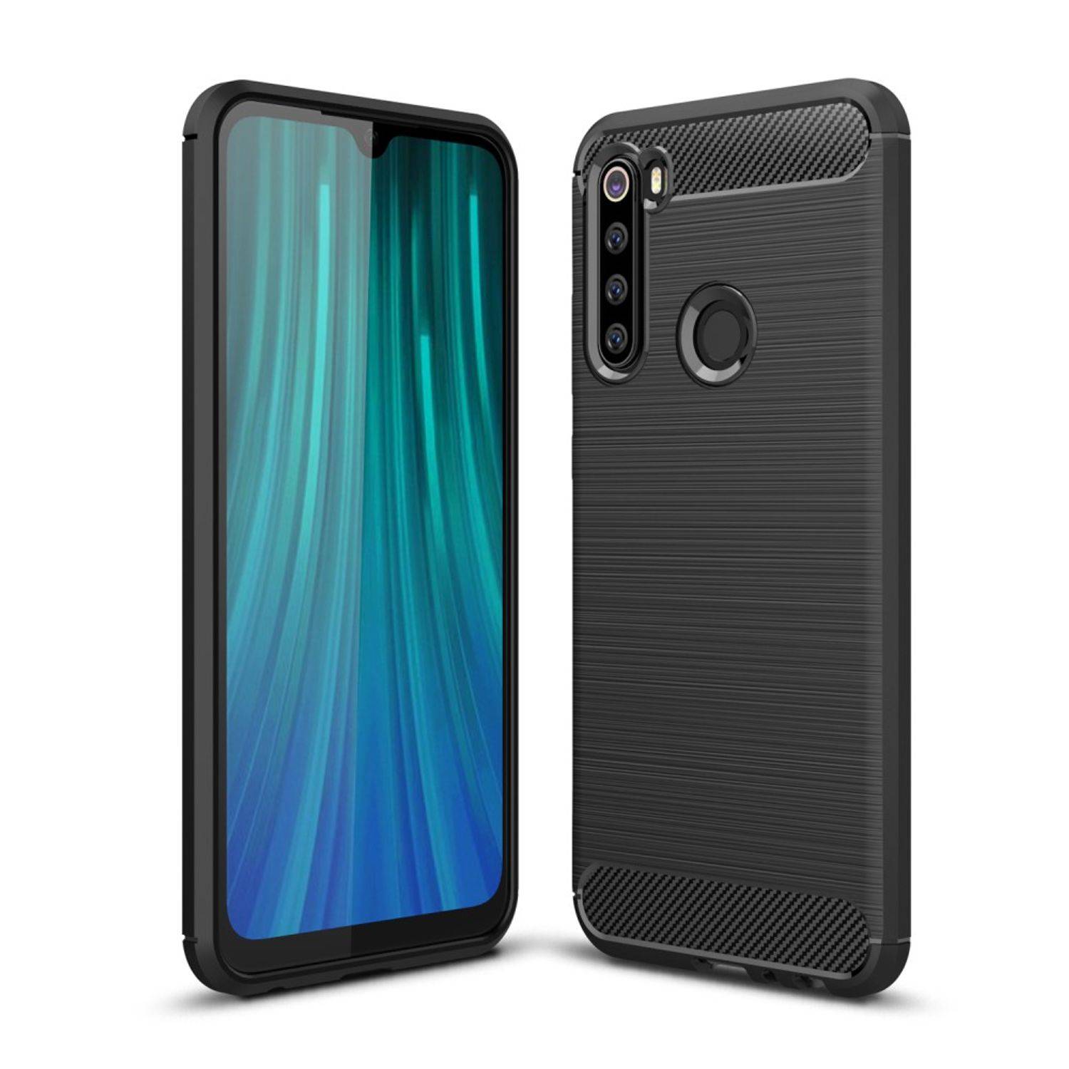 Xiaomi Redmi Note 8 Handyhülle Carbon Optik Backcover Schwarz