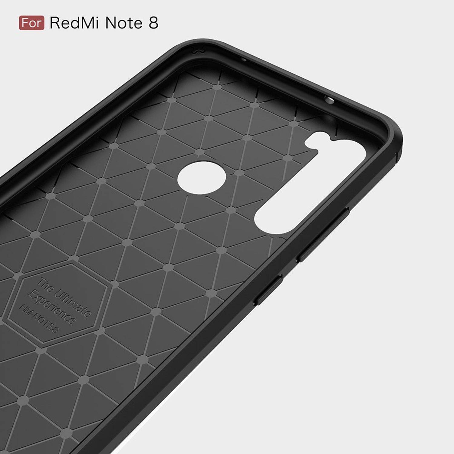 Xiaomi Redmi Note 8 Handyhülle Carbon Optik Backcover Schwarz
