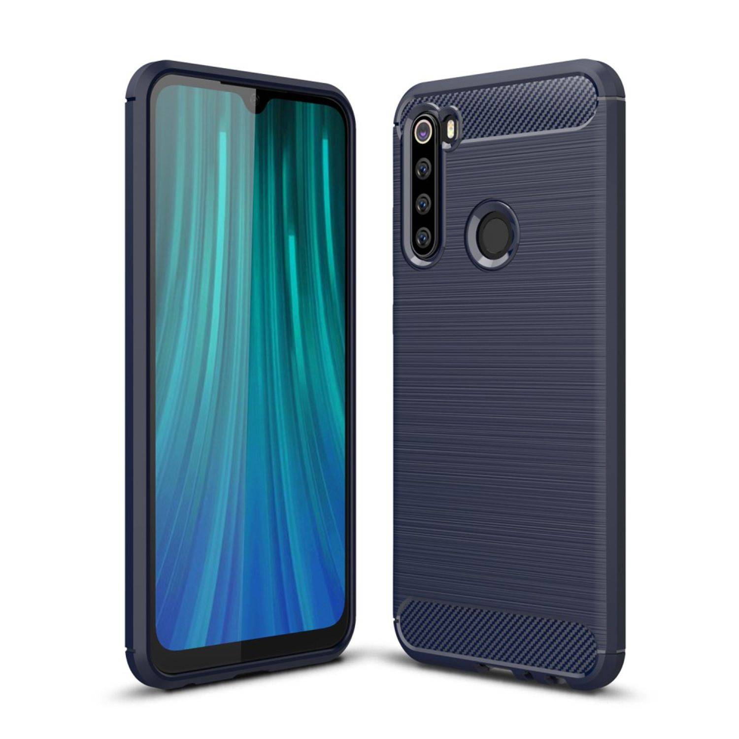 Xiaomi Redmi Note 8 Handyhülle Carbon Optik Backcover Blau